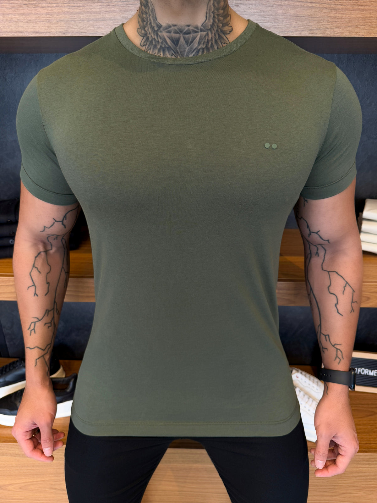 Camiseta Algodão Pima Logo Peito - Militar