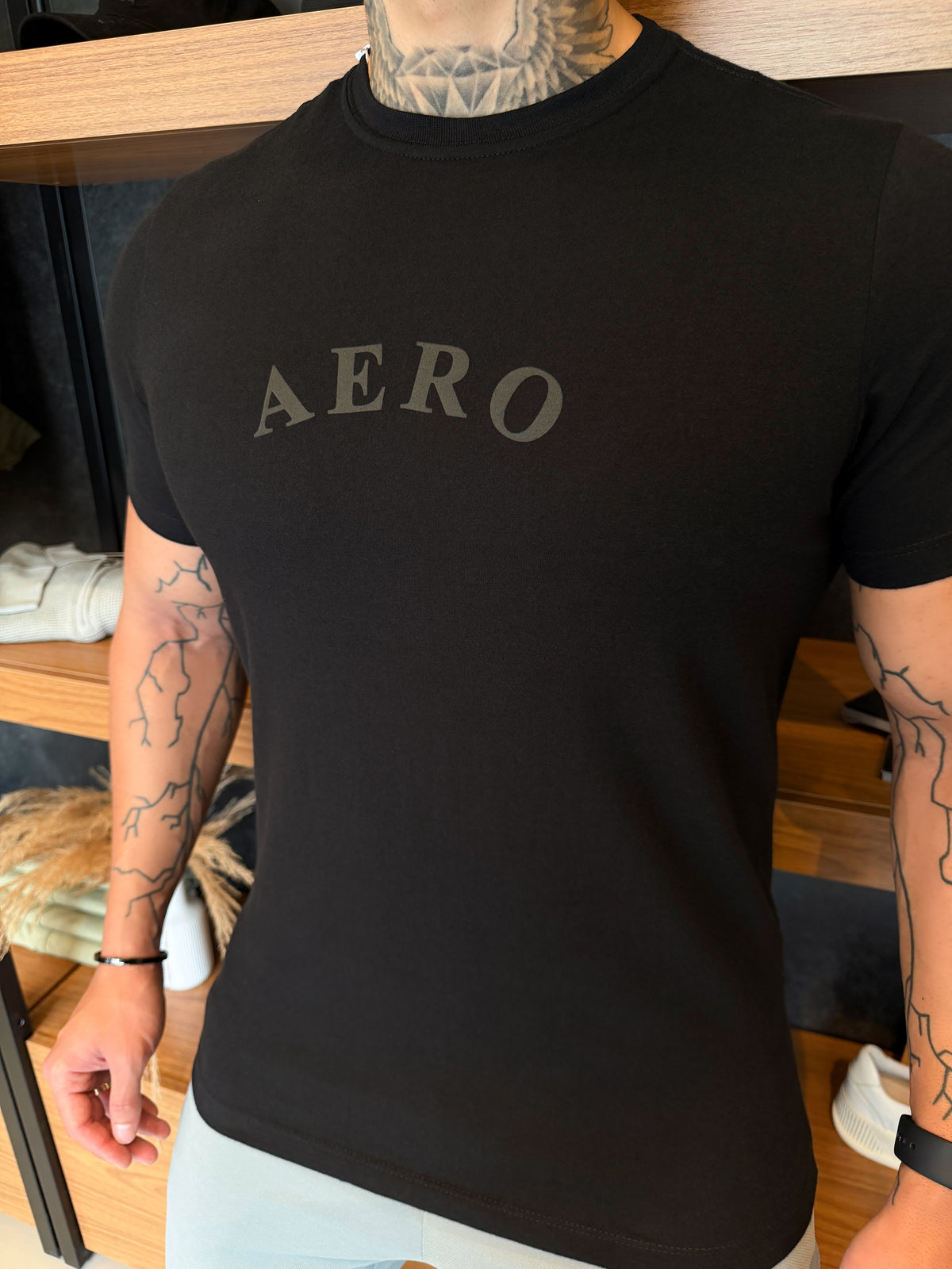 Camiseta Aeropostale Escrita Central Preta - Preta