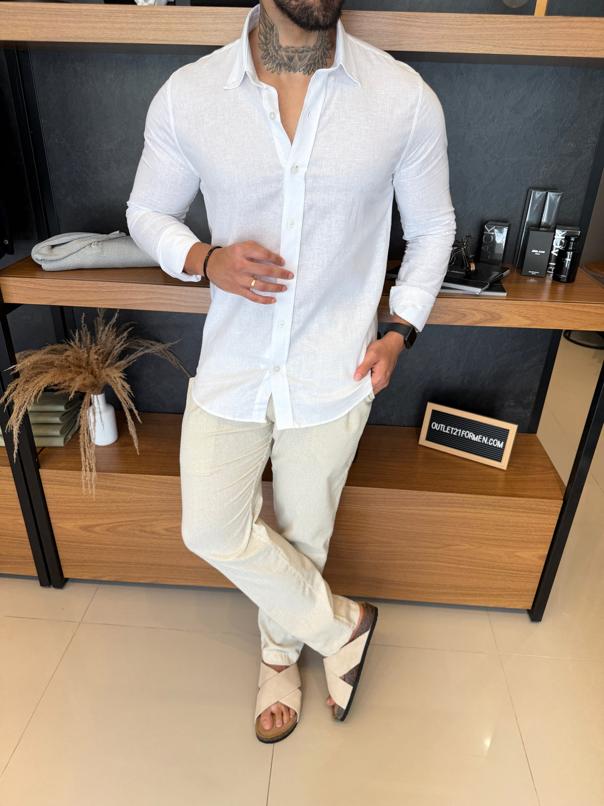 Camisa 100% Linho Manga Longa - Branca