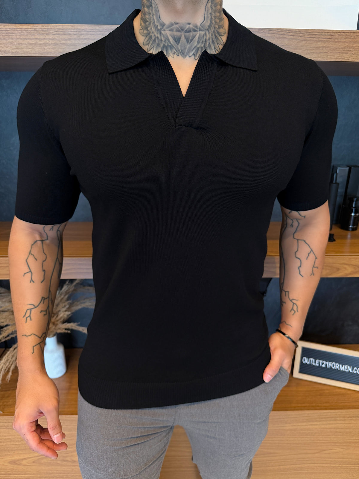 Polo Montreal Tricot Nobre - Preta