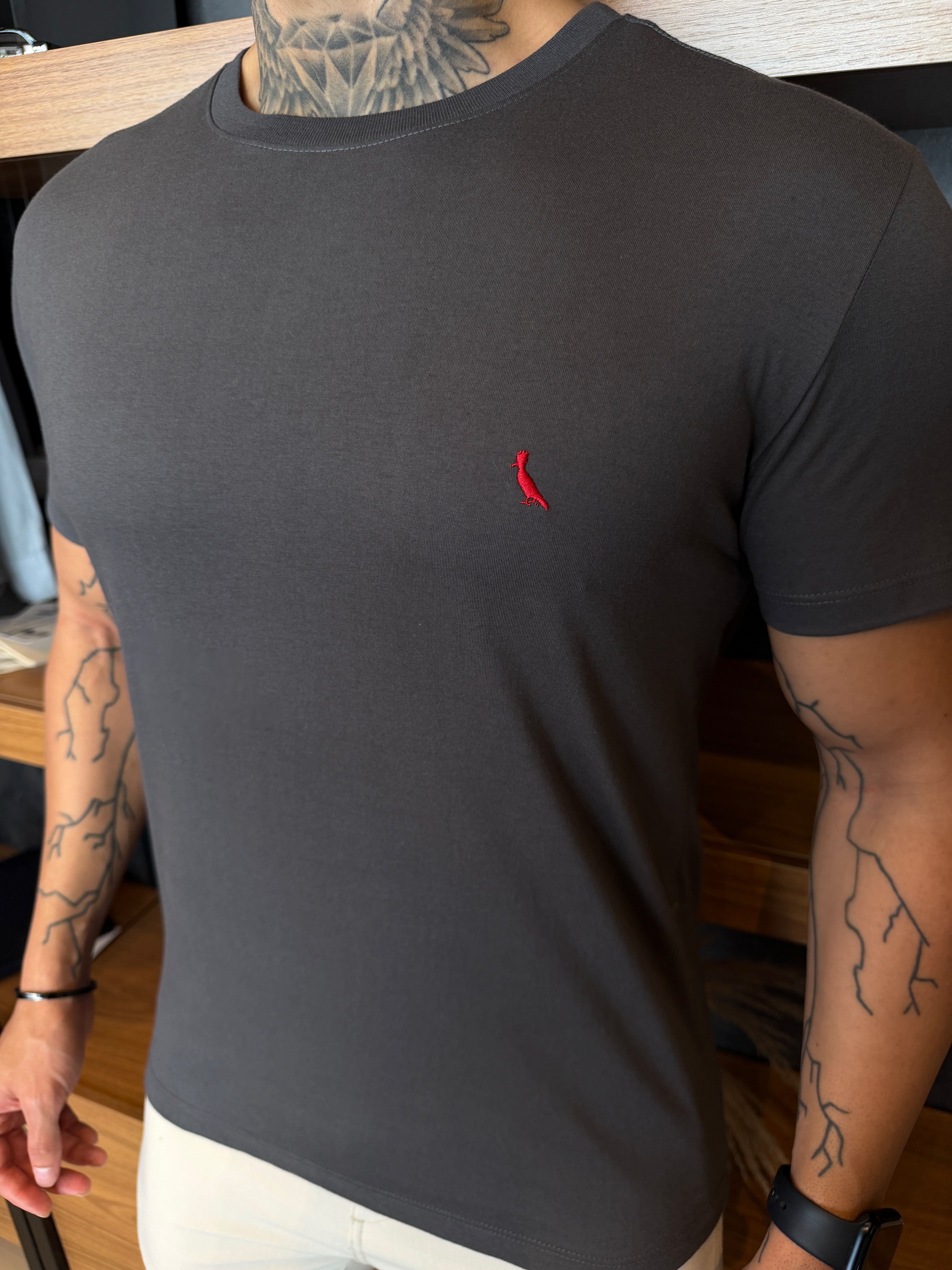 Camiseta Reserva Logo Peito Vermelho - Cinza