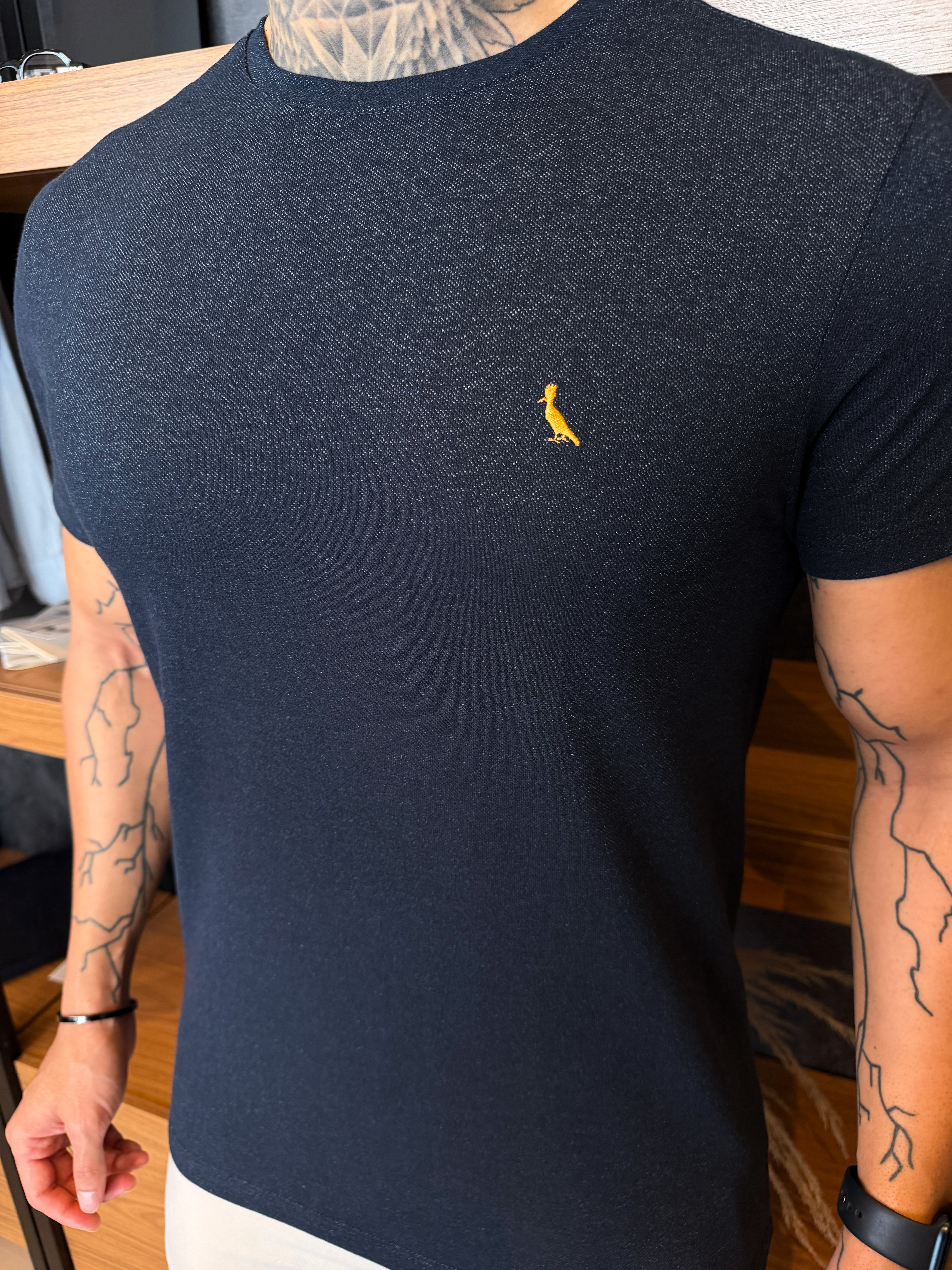 Camiseta Reserva Jeans Fake Logo Peito Gold - Marinho