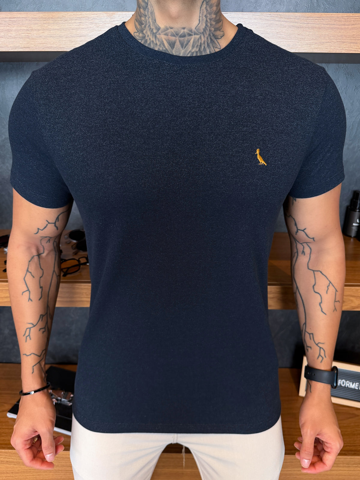 Camiseta Reserva Jeans Fake Logo Peito Gold - Marinho