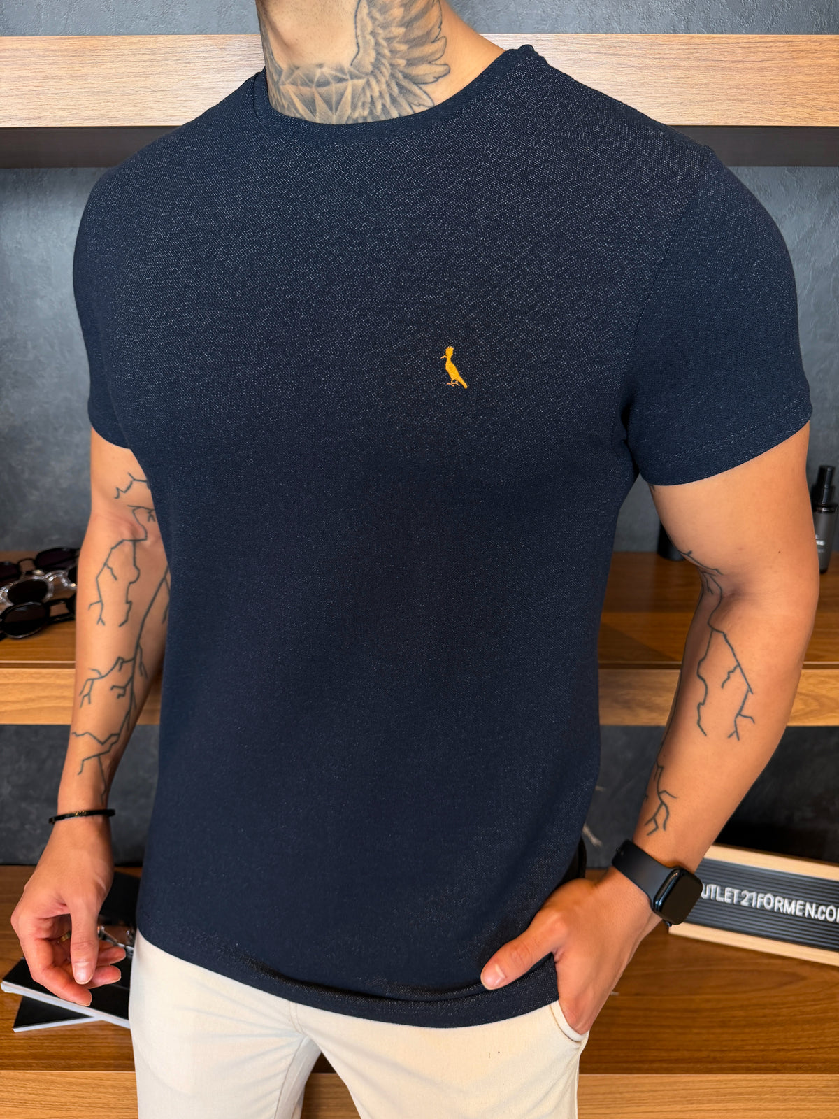 Camiseta Reserva Jeans Fake Logo Peito Gold - Marinho