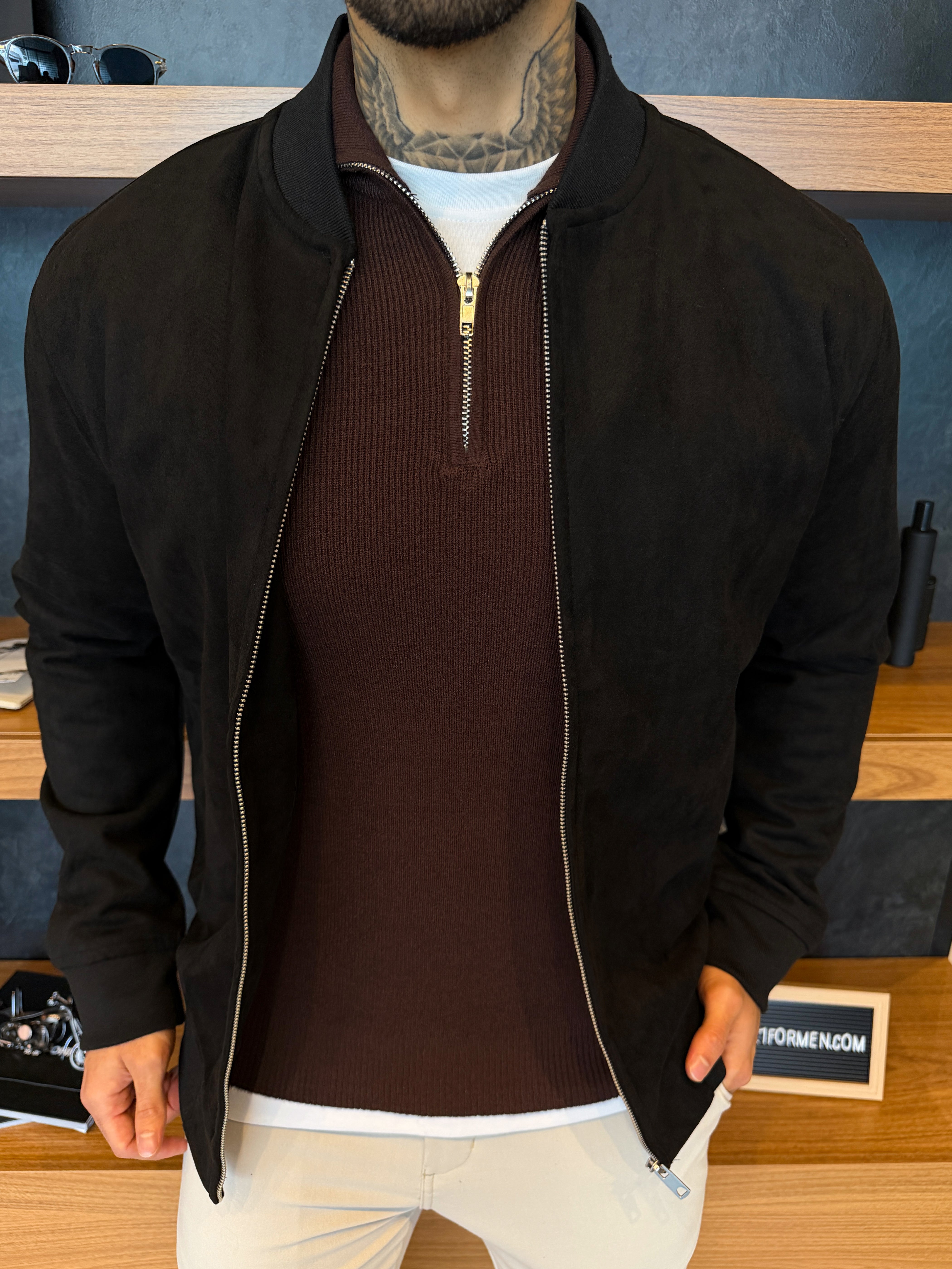 Jaqueta Taylor Bomber Suede - Preta