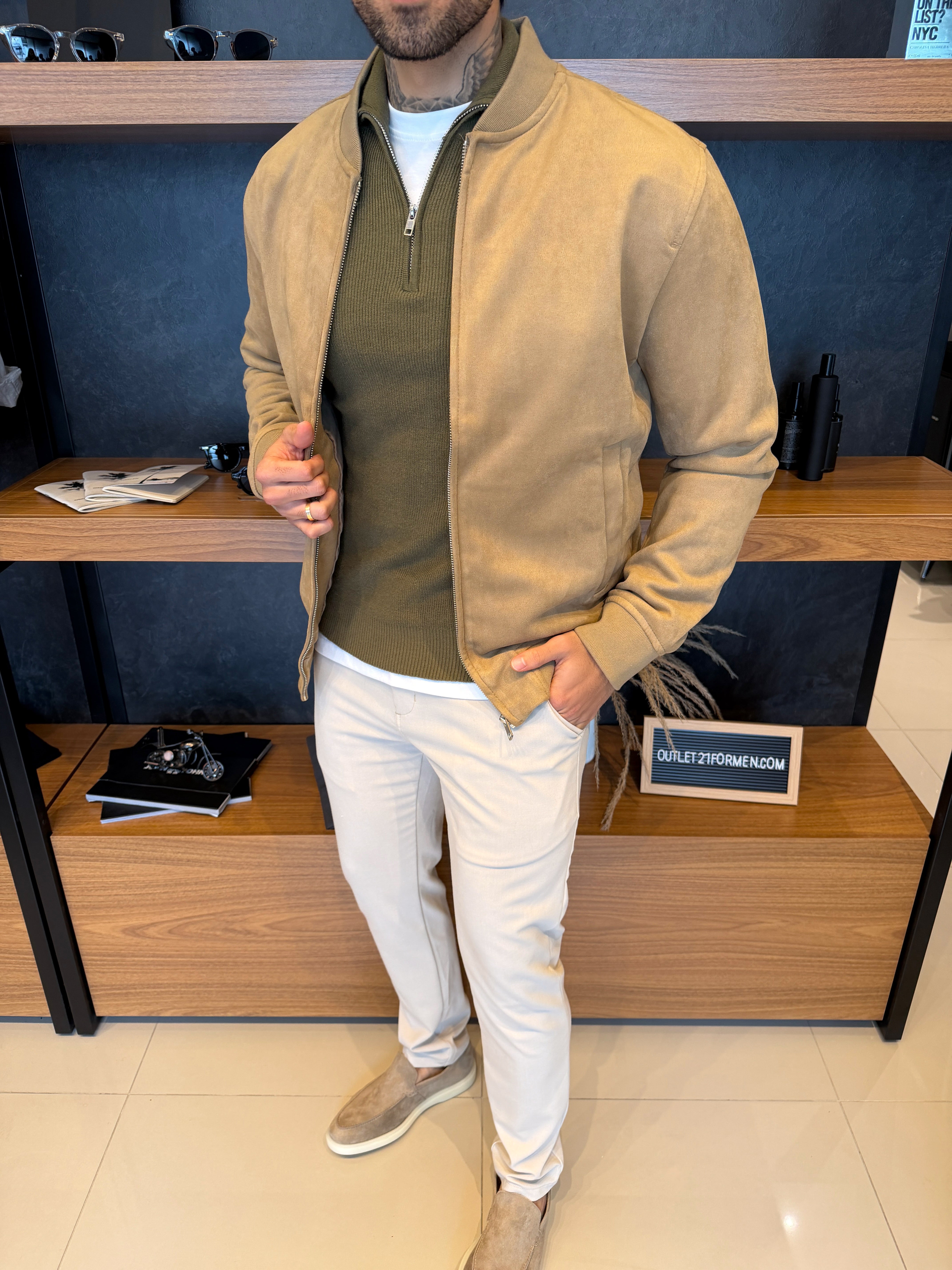 Jaqueta Taylor Bomber Suede - Bege