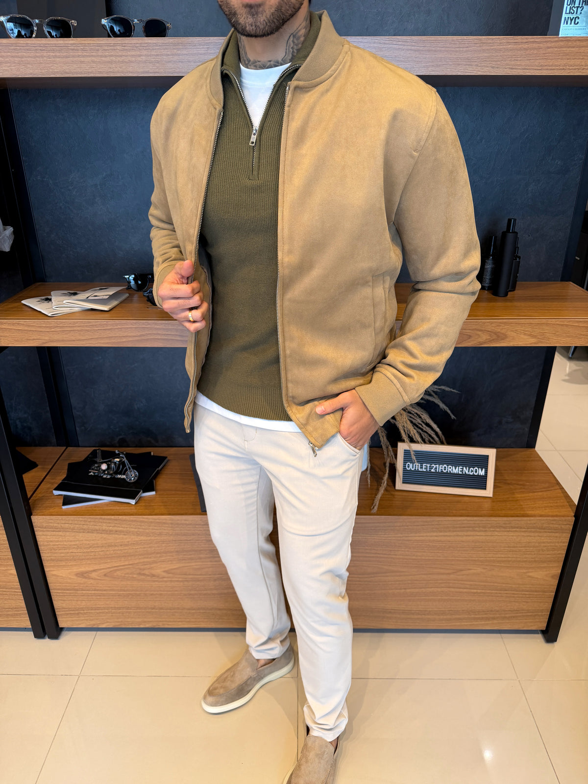 Jaqueta Taylor Bomber Suede - Bege