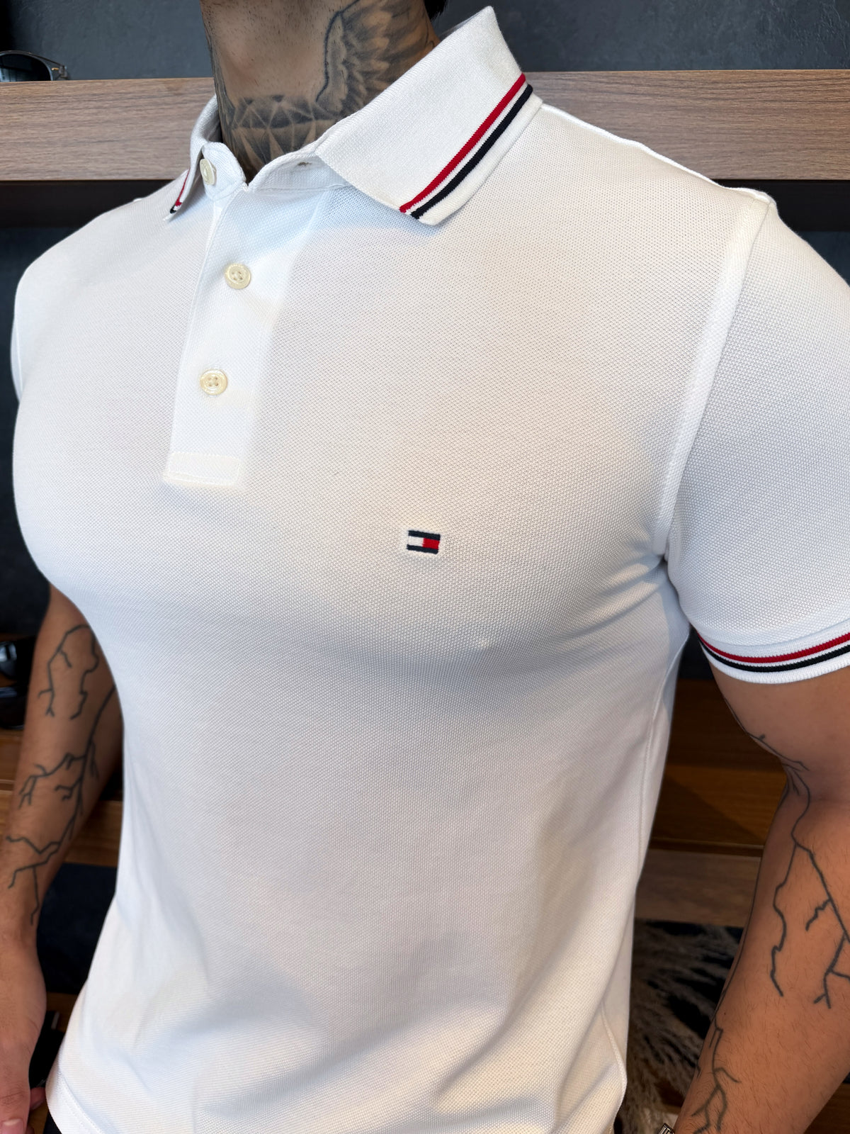 Polo Tommy Hilfiger Tipped Slim Fit - Branca