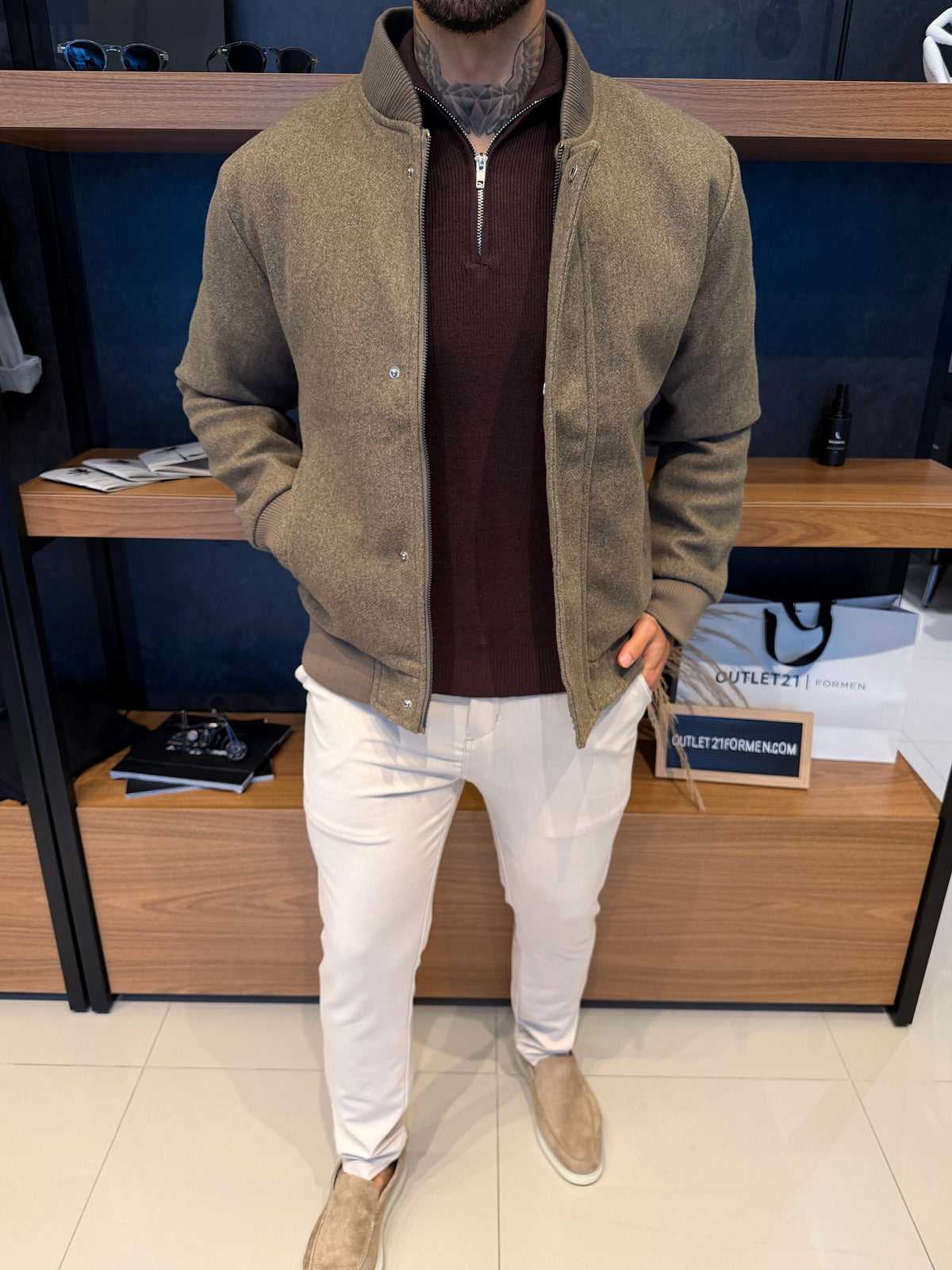 Jaqueta Monte Carlo Lã Batida - Khaki Ash