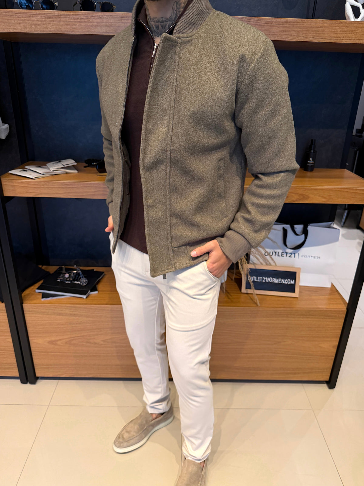 Jaqueta Monte Carlo Lã Batida - Khaki Ash