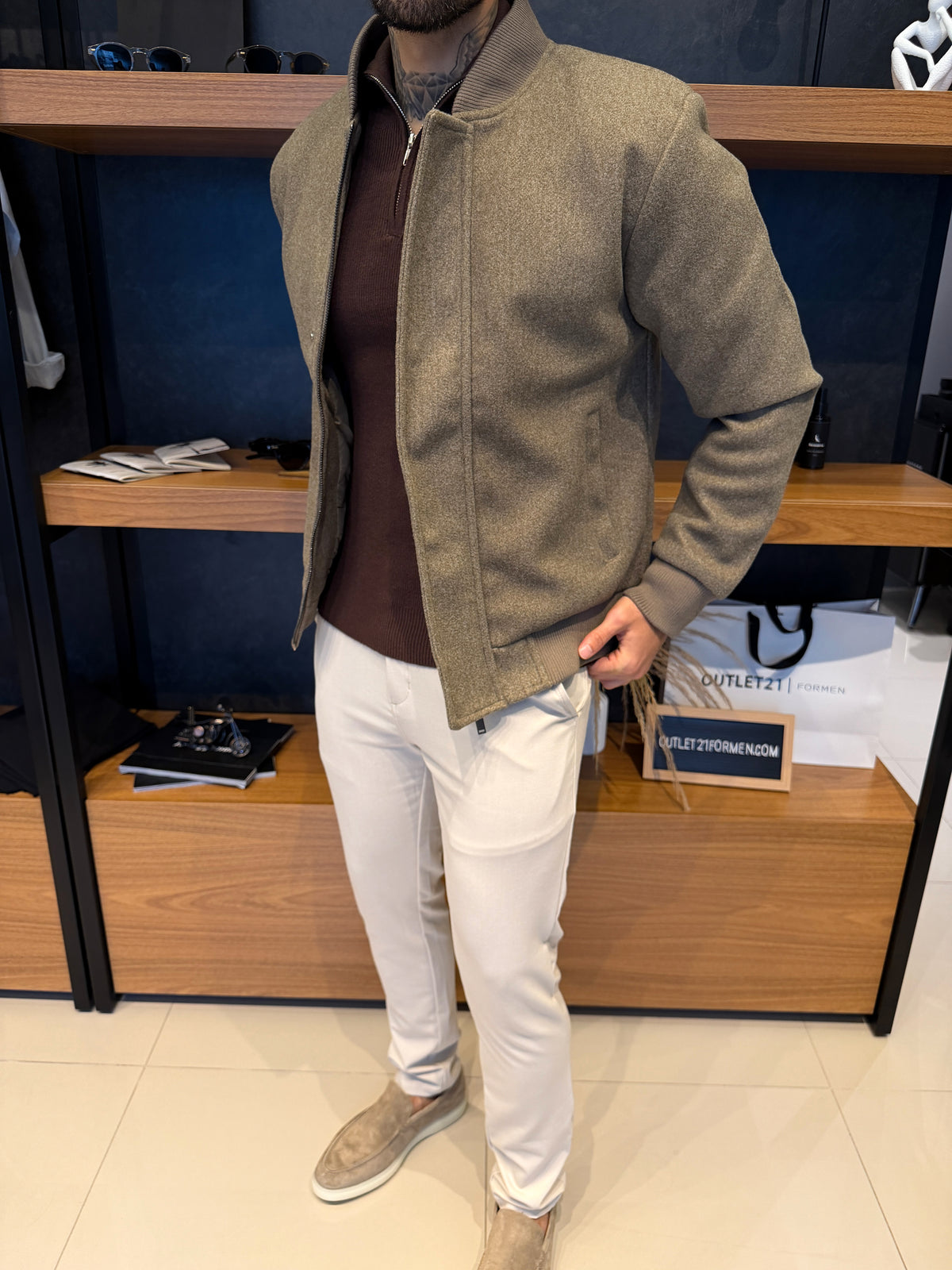 Jaqueta Monte Carlo Lã Batida - Khaki Ash