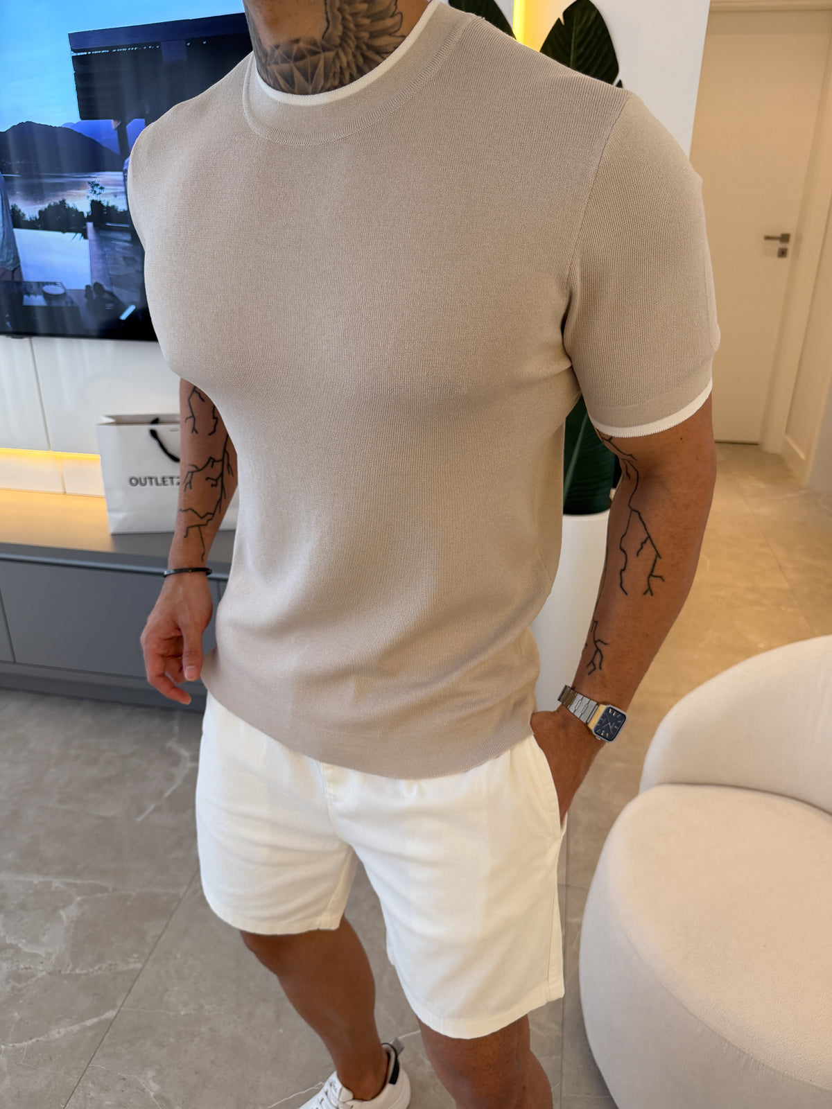 Camiseta Barcelona Tricot - Areia