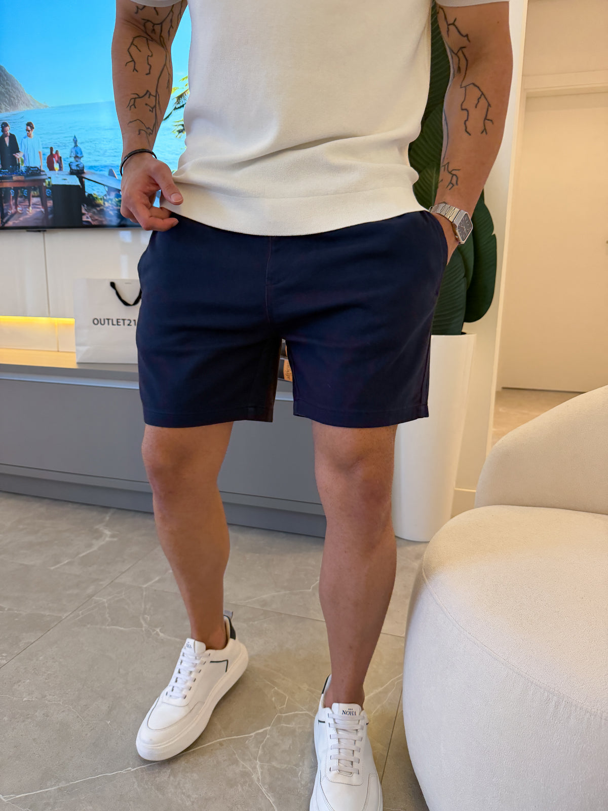 Short Verona Sarja Confort Soft - Marinho