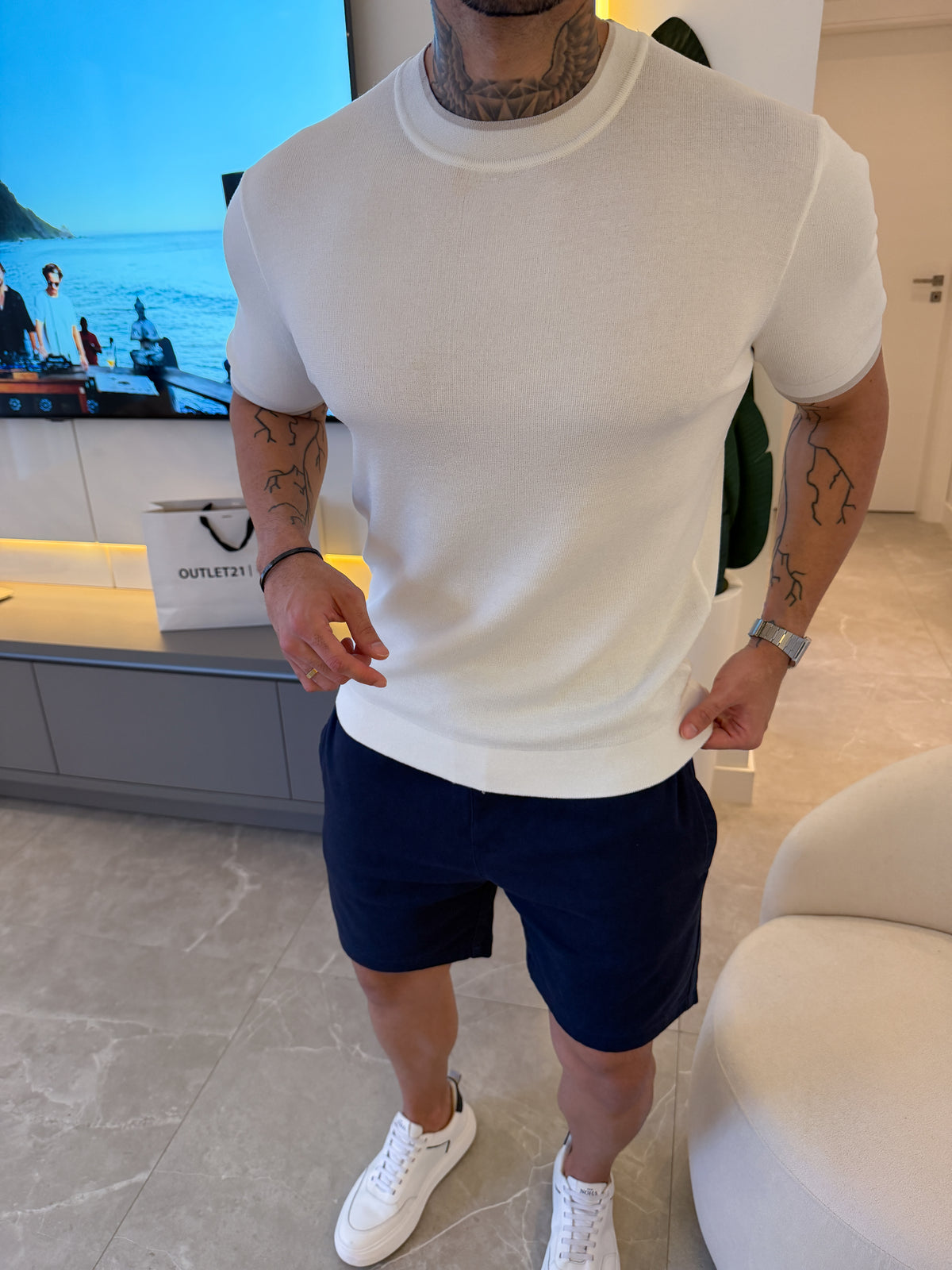 Camiseta Barcelona Tricot - Off White