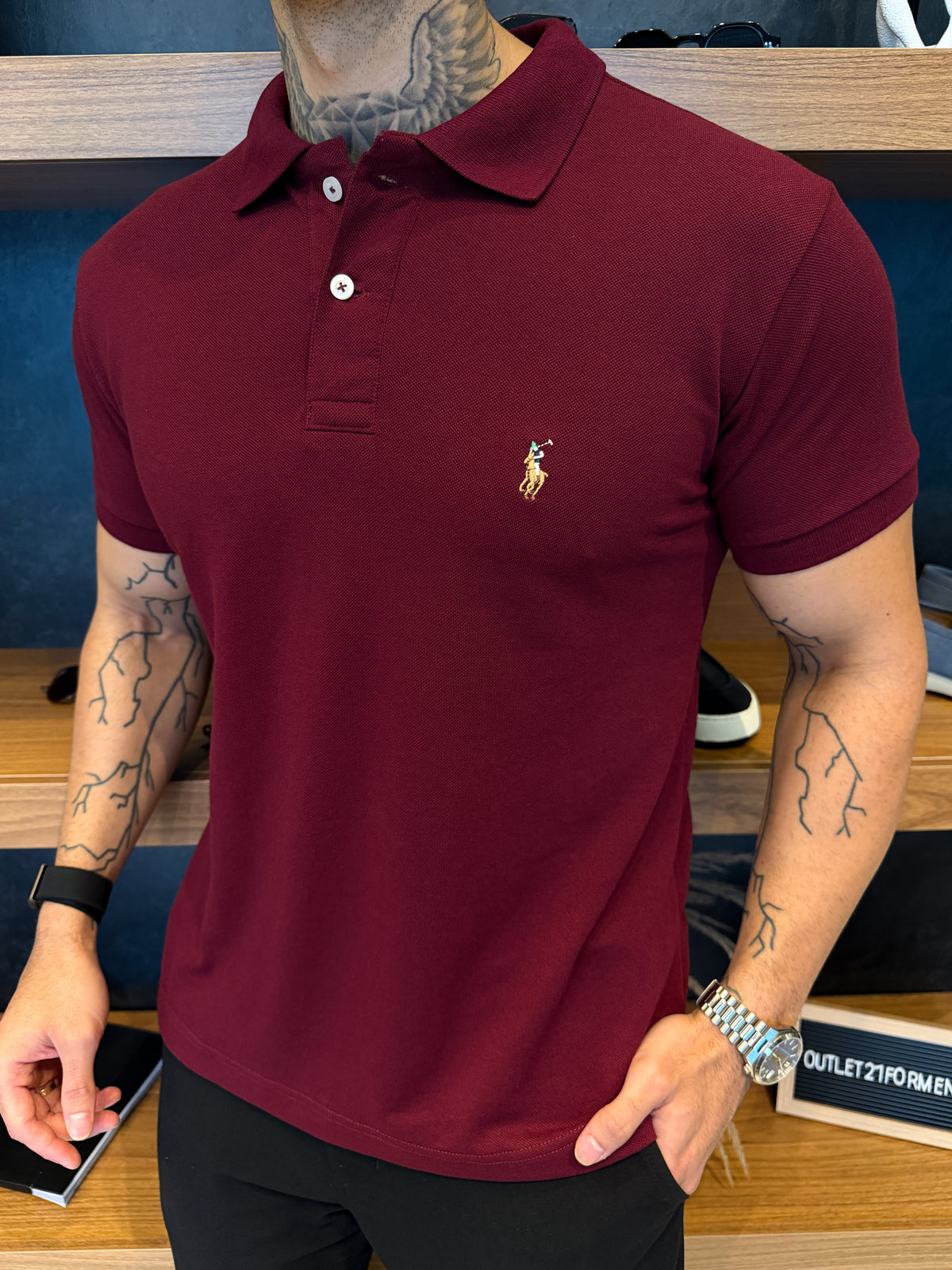 Camisa Polo RL Logo Peito Bordado Custom Fit