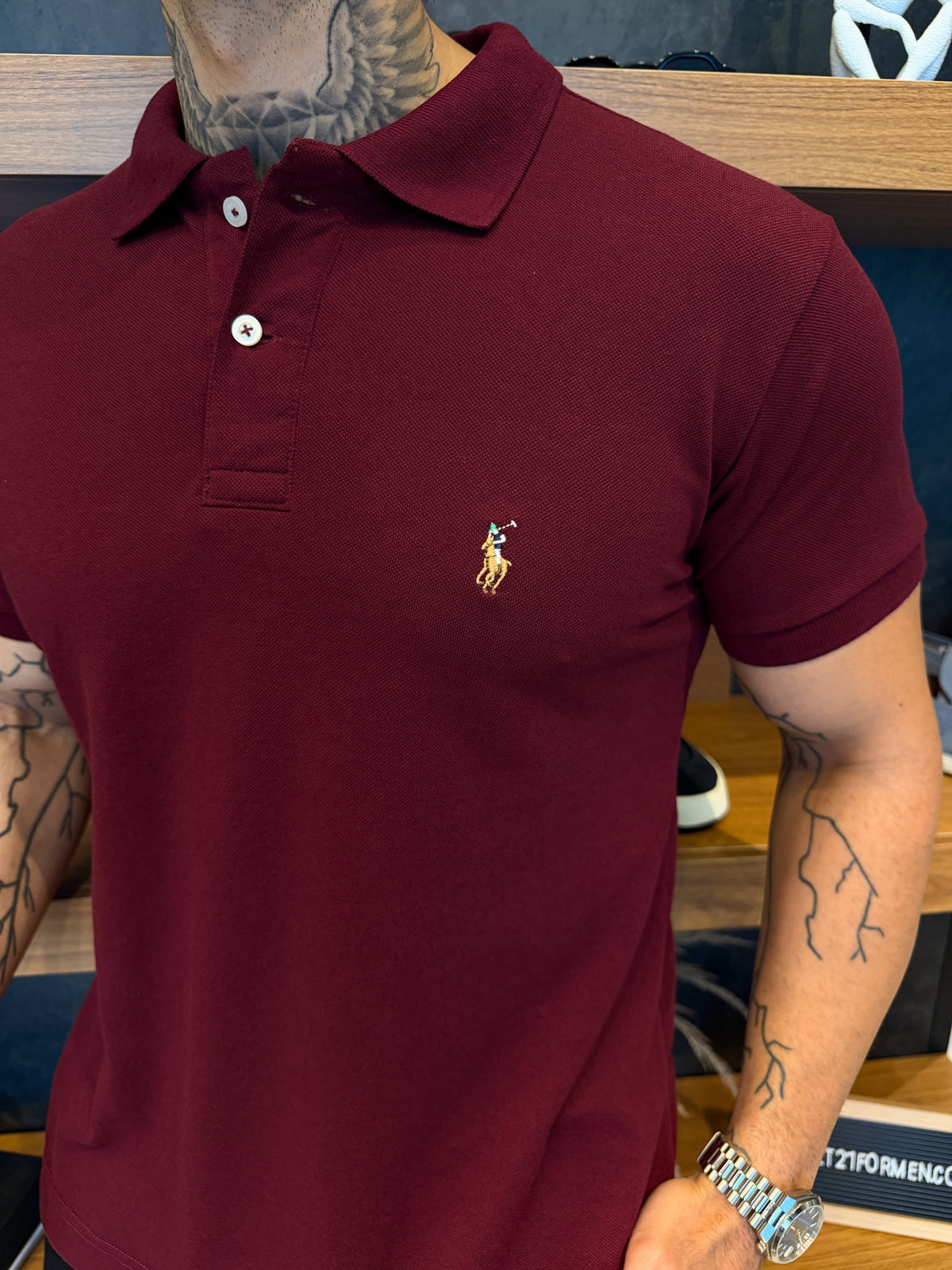 Camisa Polo RL Logo Peito Bordado Custom Fit
