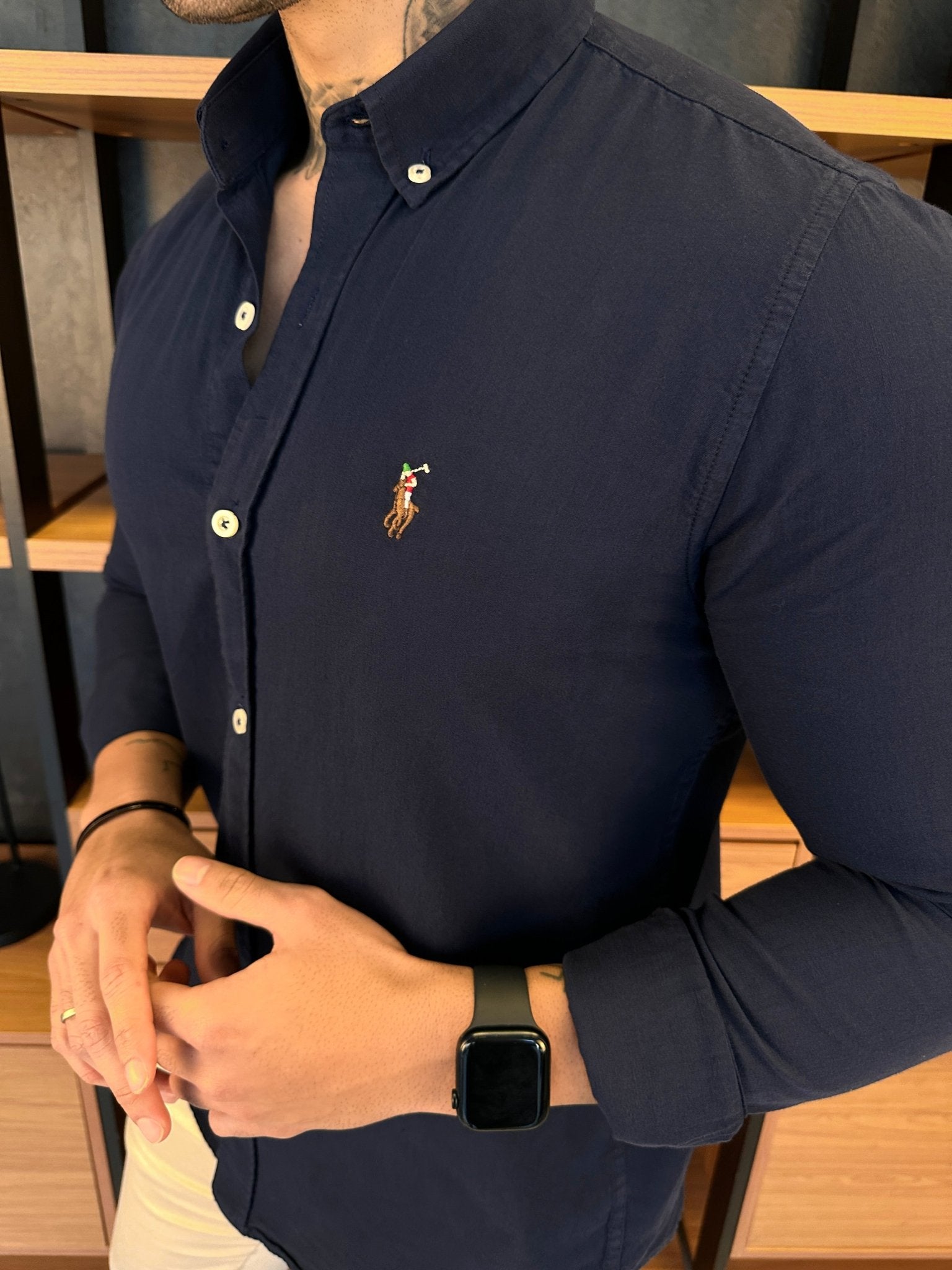 Camisa Polo Ralph. Marinho Sarja Logo Colors