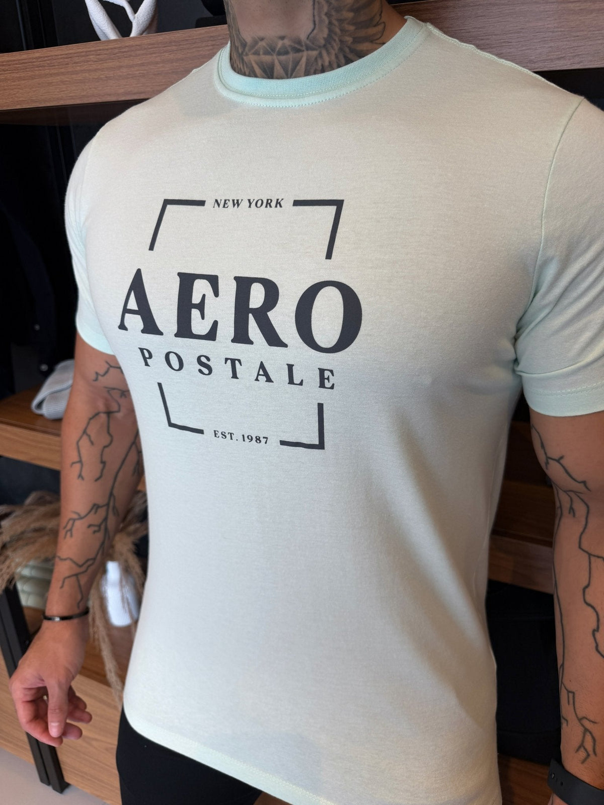Camiseta Aeropostale Square Escrita Central - Azul Bebê