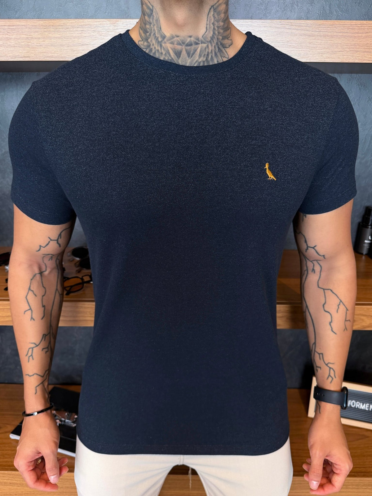 Camiseta Reserva Jeans Fake Logo Peito Gold - Marinho