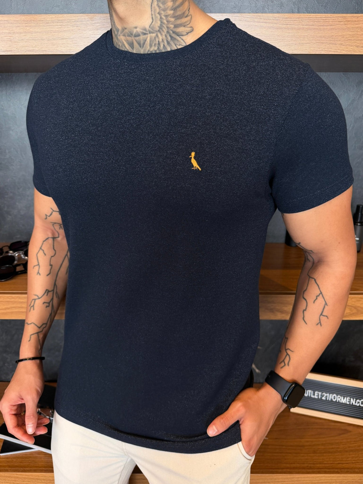 Camiseta Reserva Jeans Fake Logo Peito Gold - Marinho