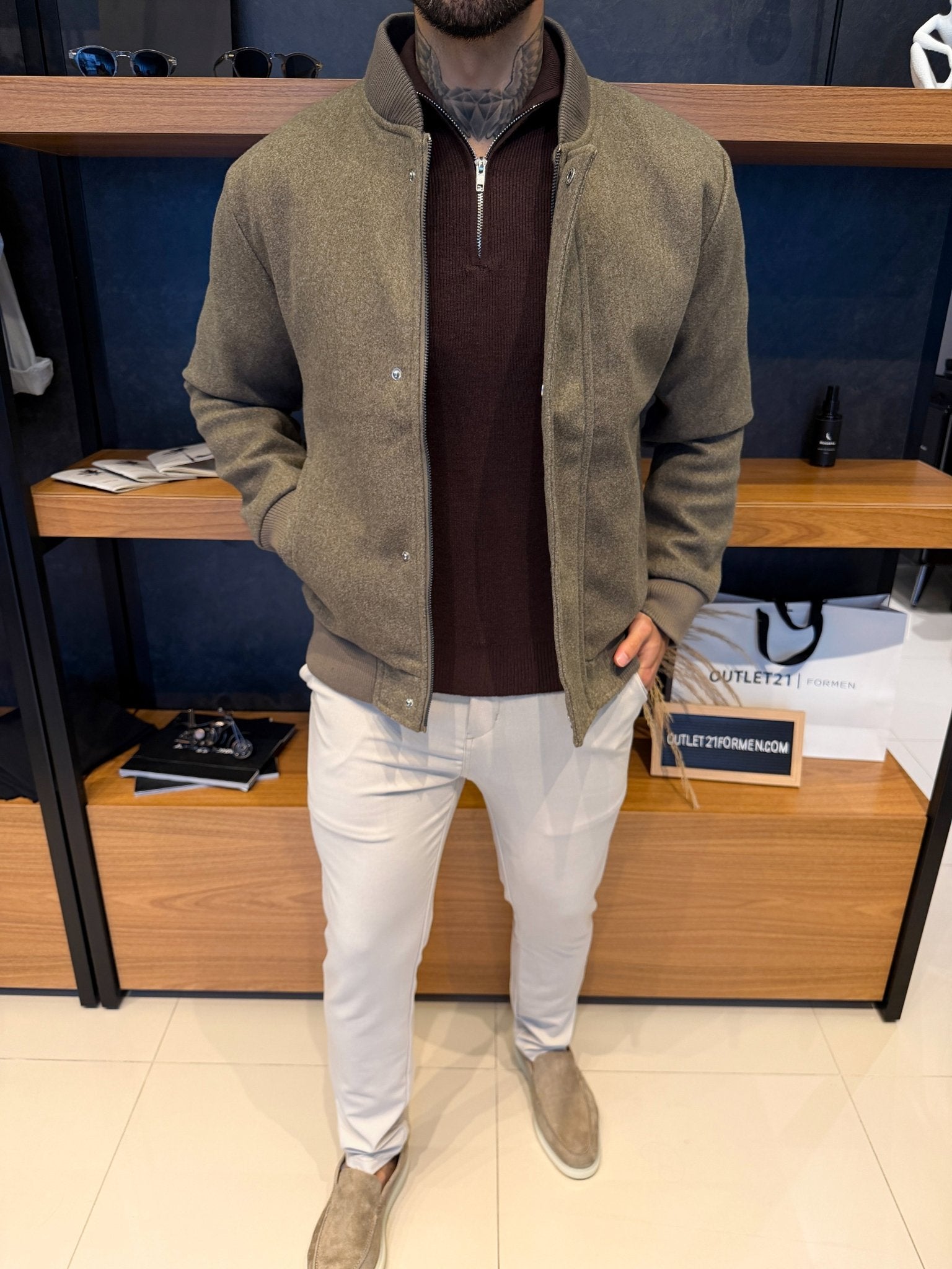Jaqueta Monte Carlo Lã Batida - Khaki Ash