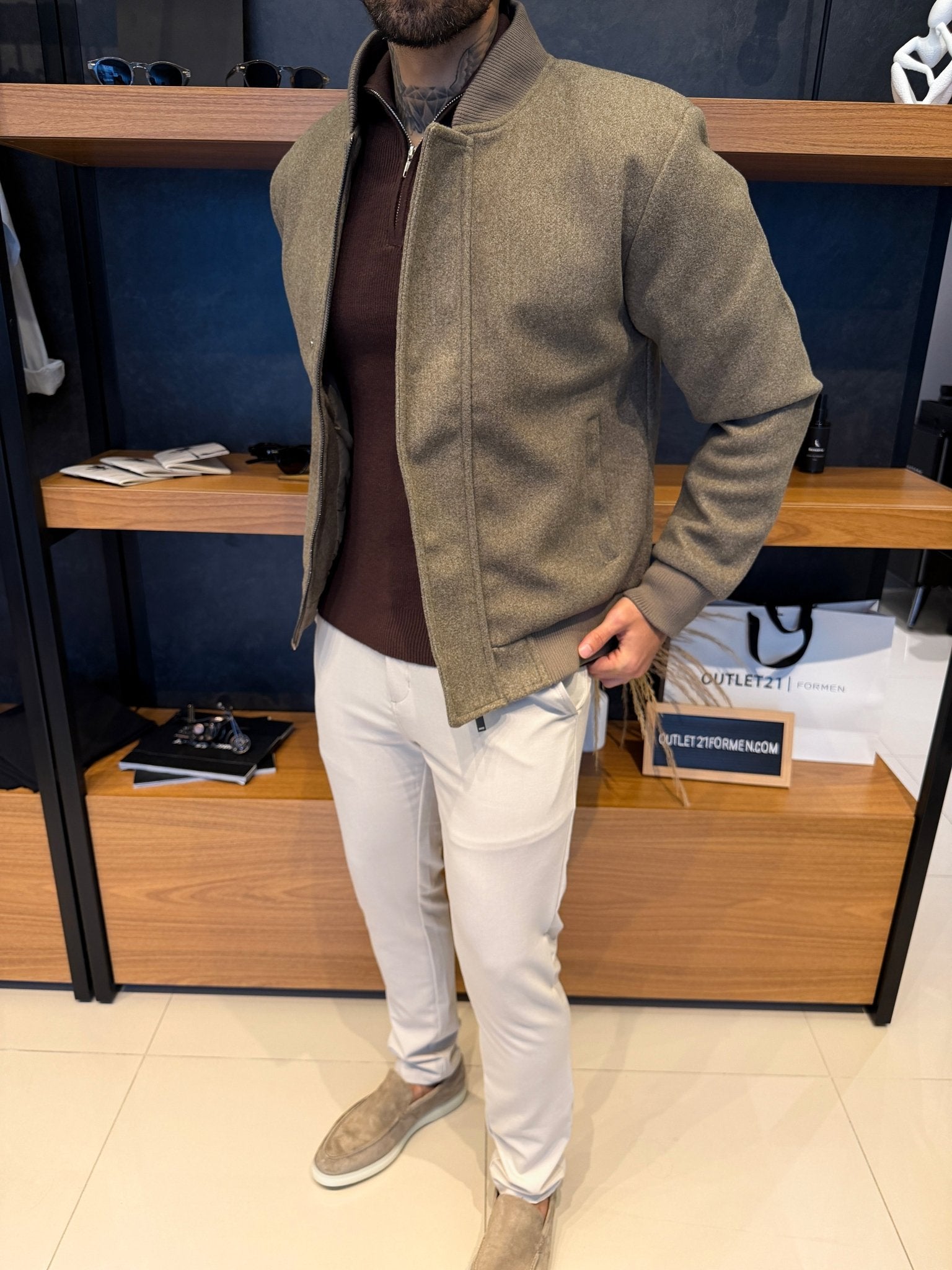 Jaqueta Monte Carlo Lã Batida - Khaki Ash