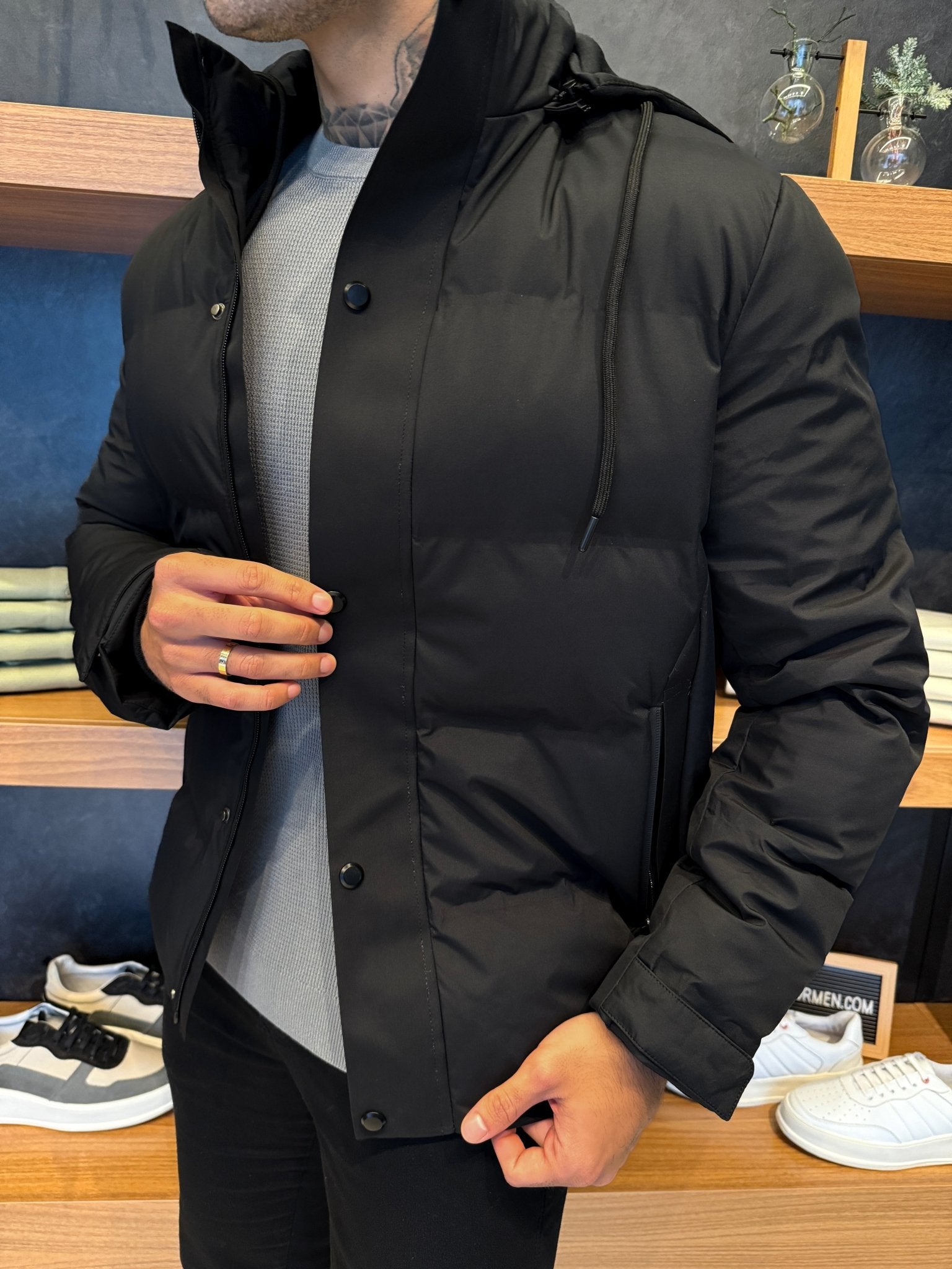 Jaqueta Puffer Nórdica Impermeável Preta