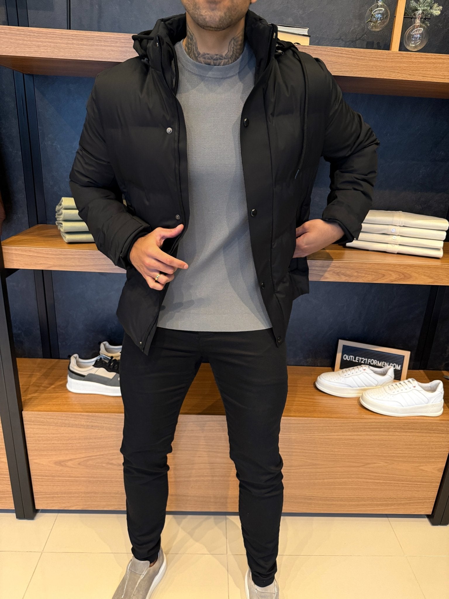 Jaqueta Puffer Nórdica Impermeável - Preta