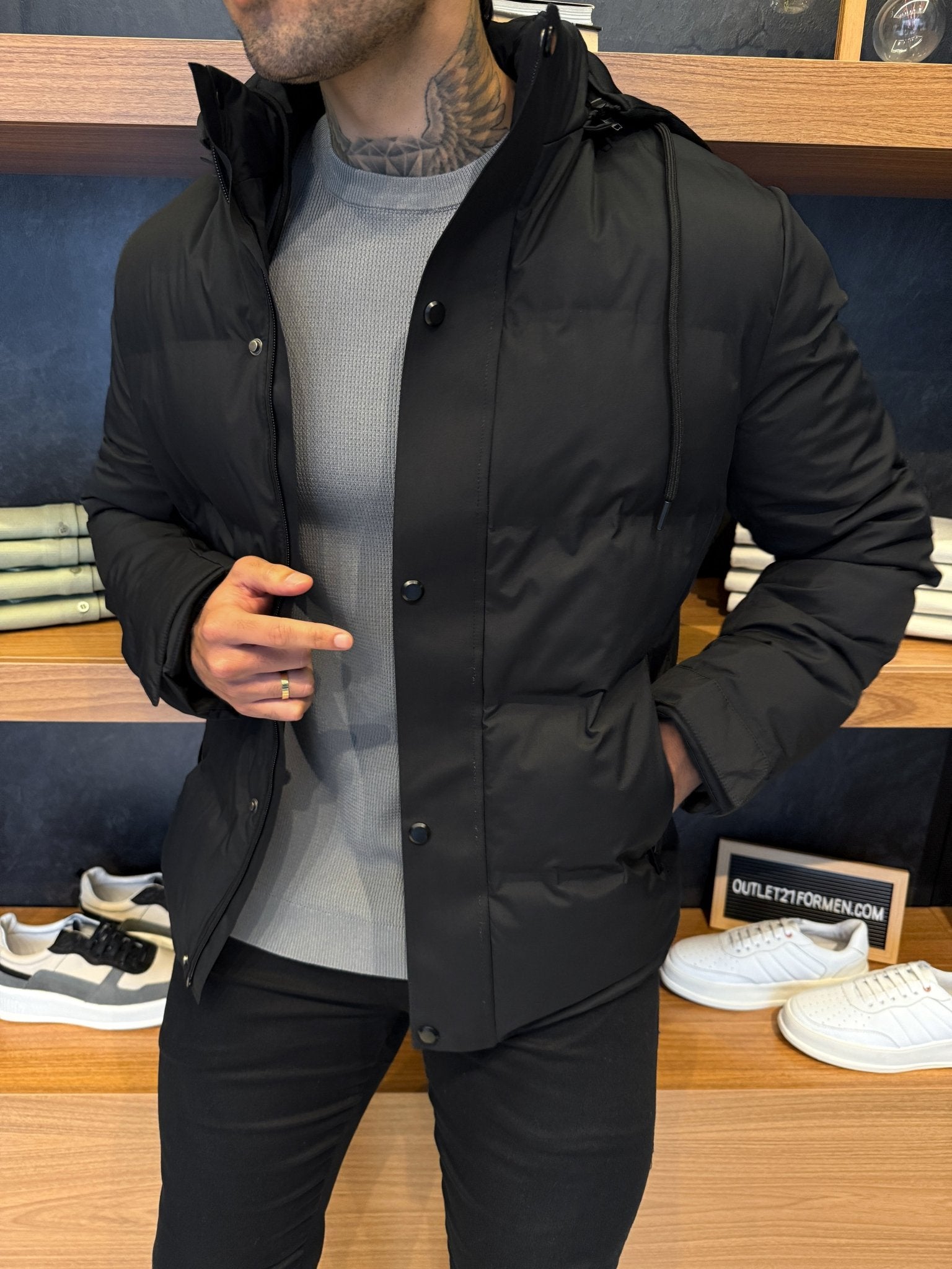 Jaqueta Puffer Nórdica Impermeável - Preta