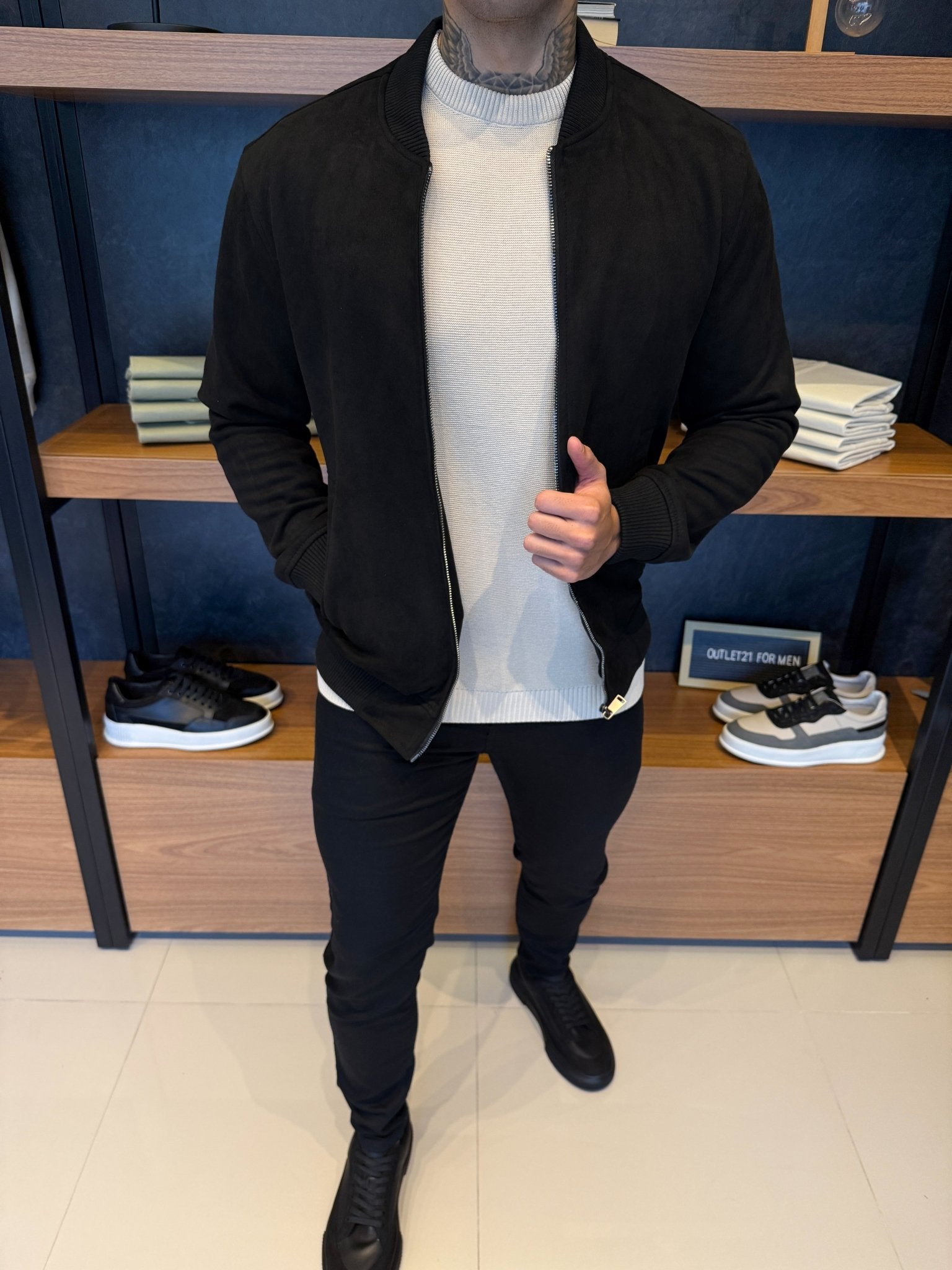 Jaqueta Taylor Bomber Suede Preta