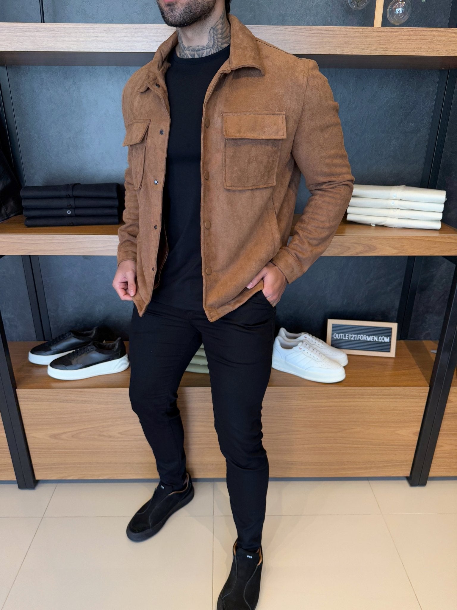 Overshirt London Suede - Marrom