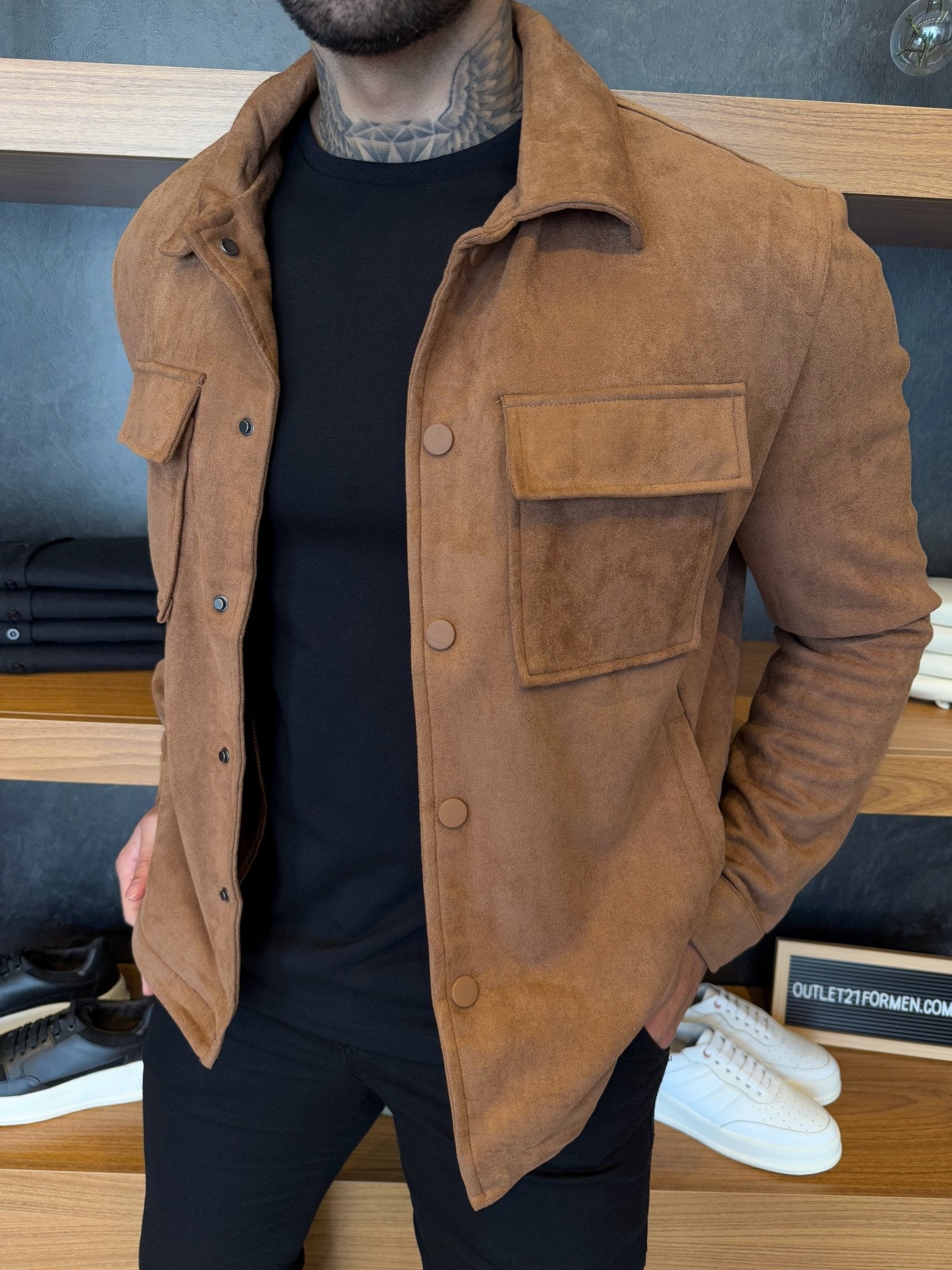 Overshirt London Suede - Marrom