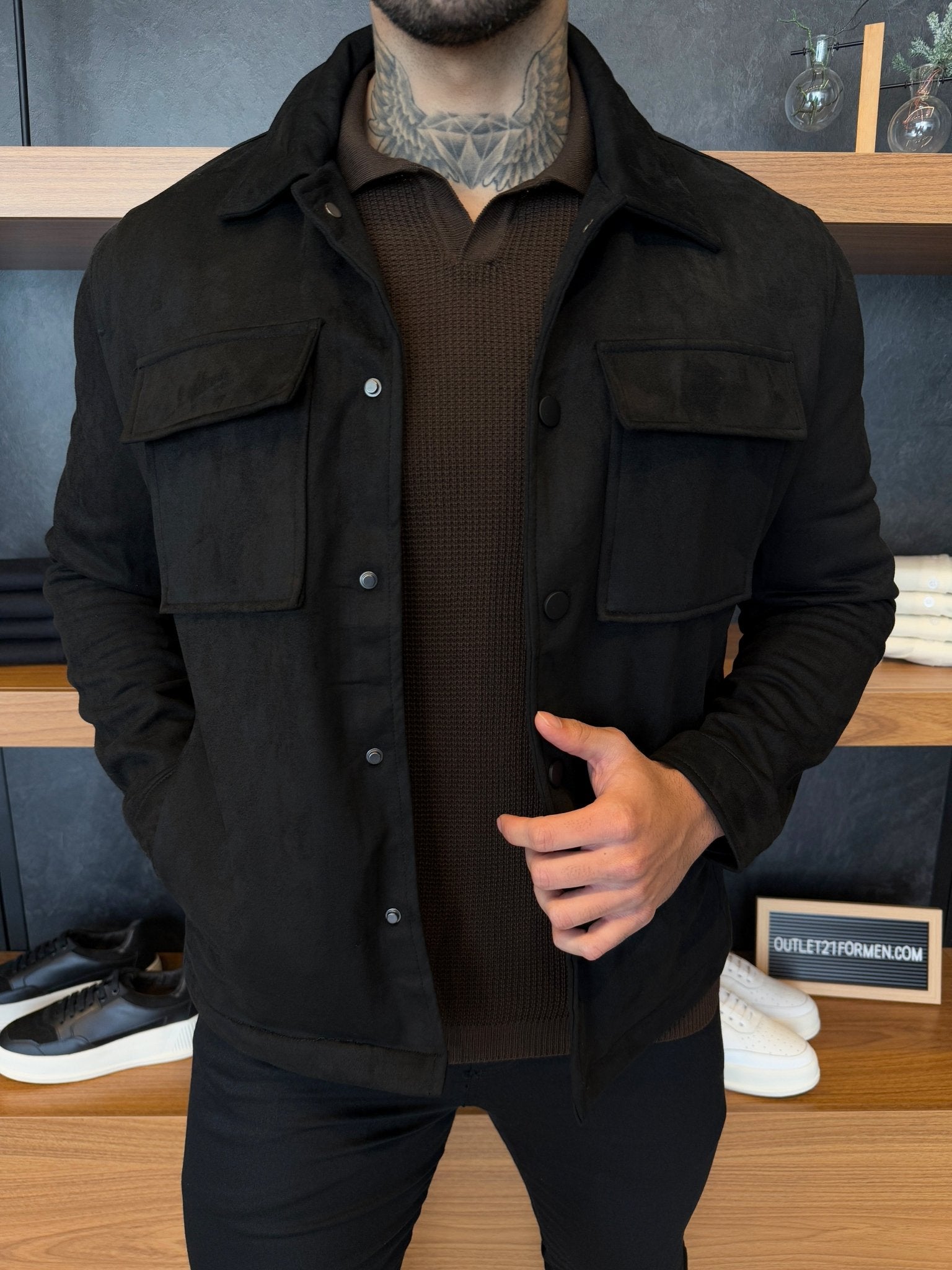 Overshirt London Suede - Preta