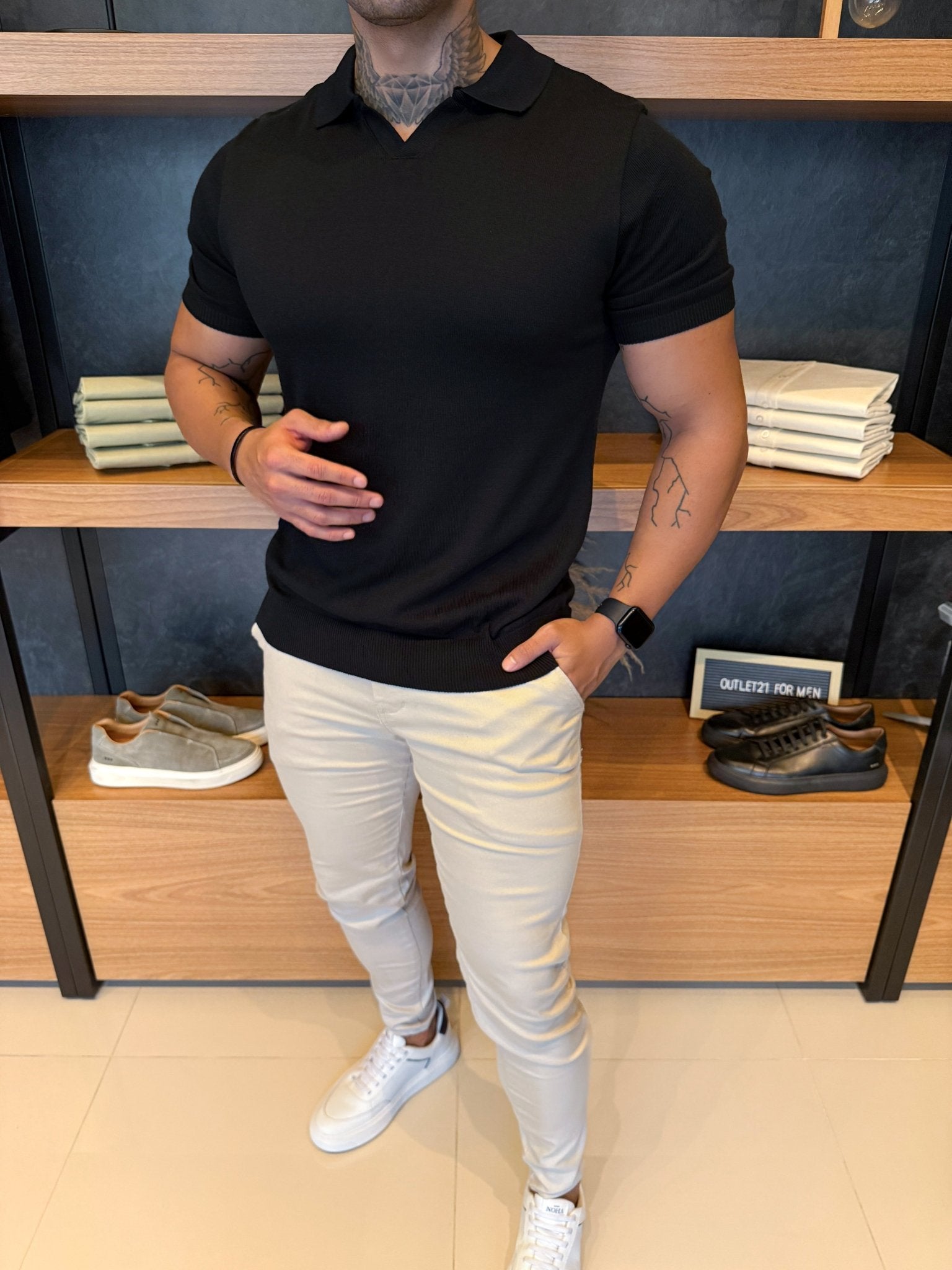 Polo Icon Tricot Gola V Preta