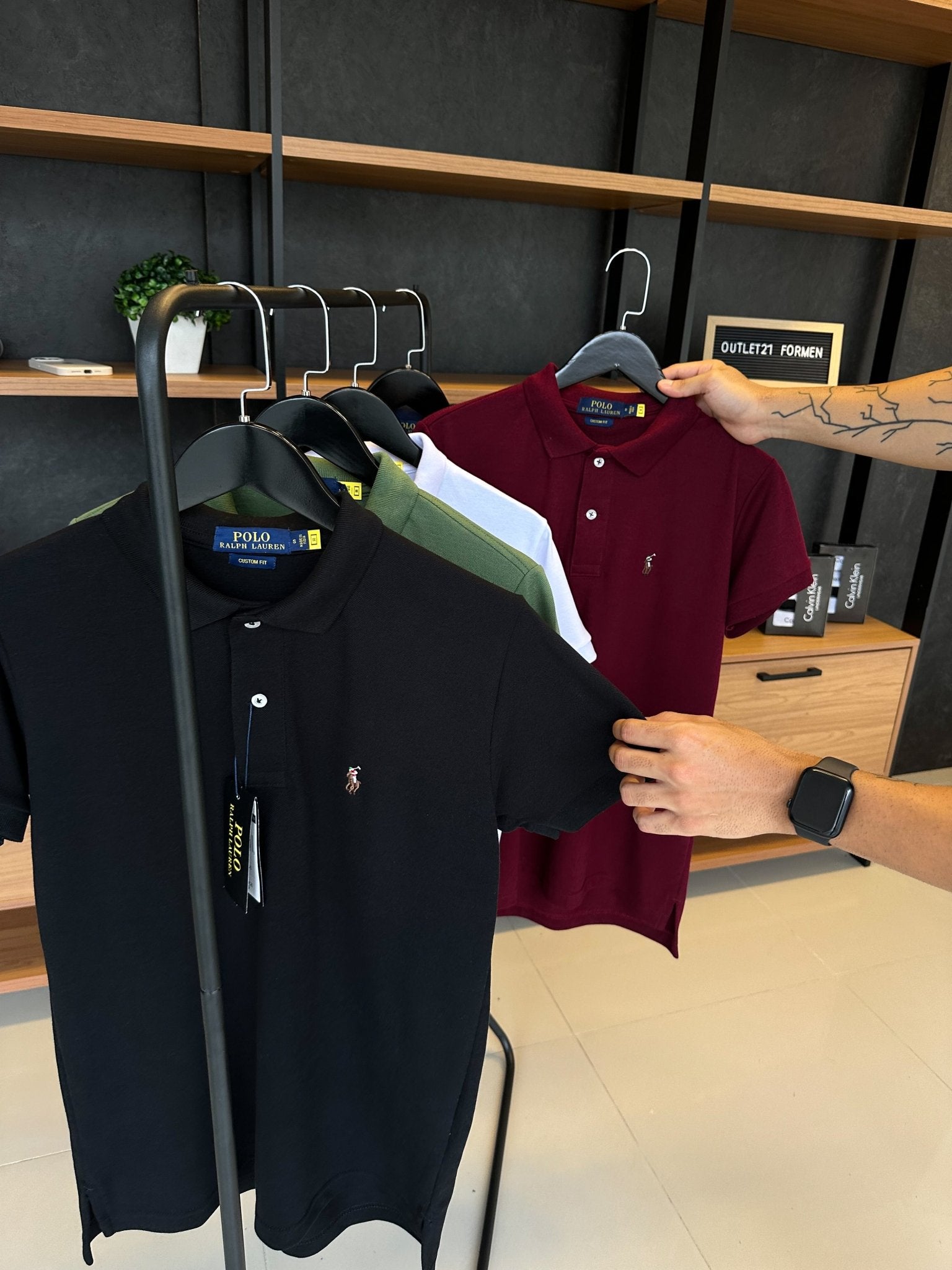 Polo Ralph. Musculina Custom Fit Vinho Logo Colors