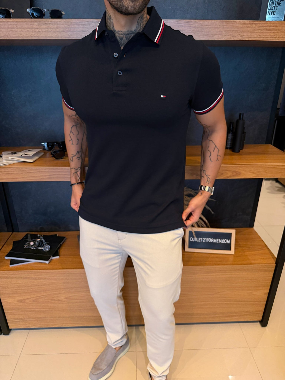 Polo Tommy Hilfiger Tipped Slim Fit - Marinho
