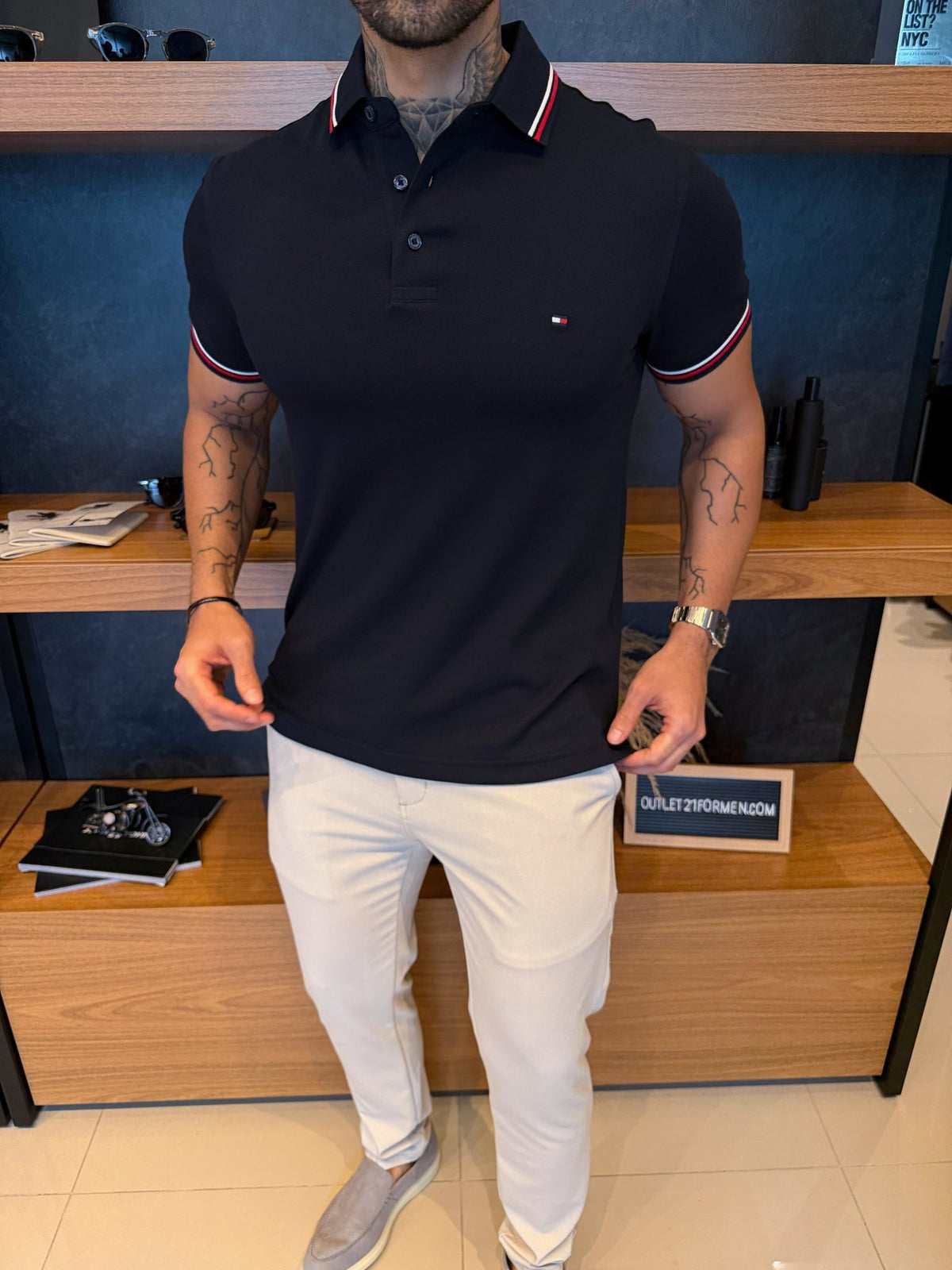 Polo Tommy Hilfiger Tipped Slim Fit - Marinho
