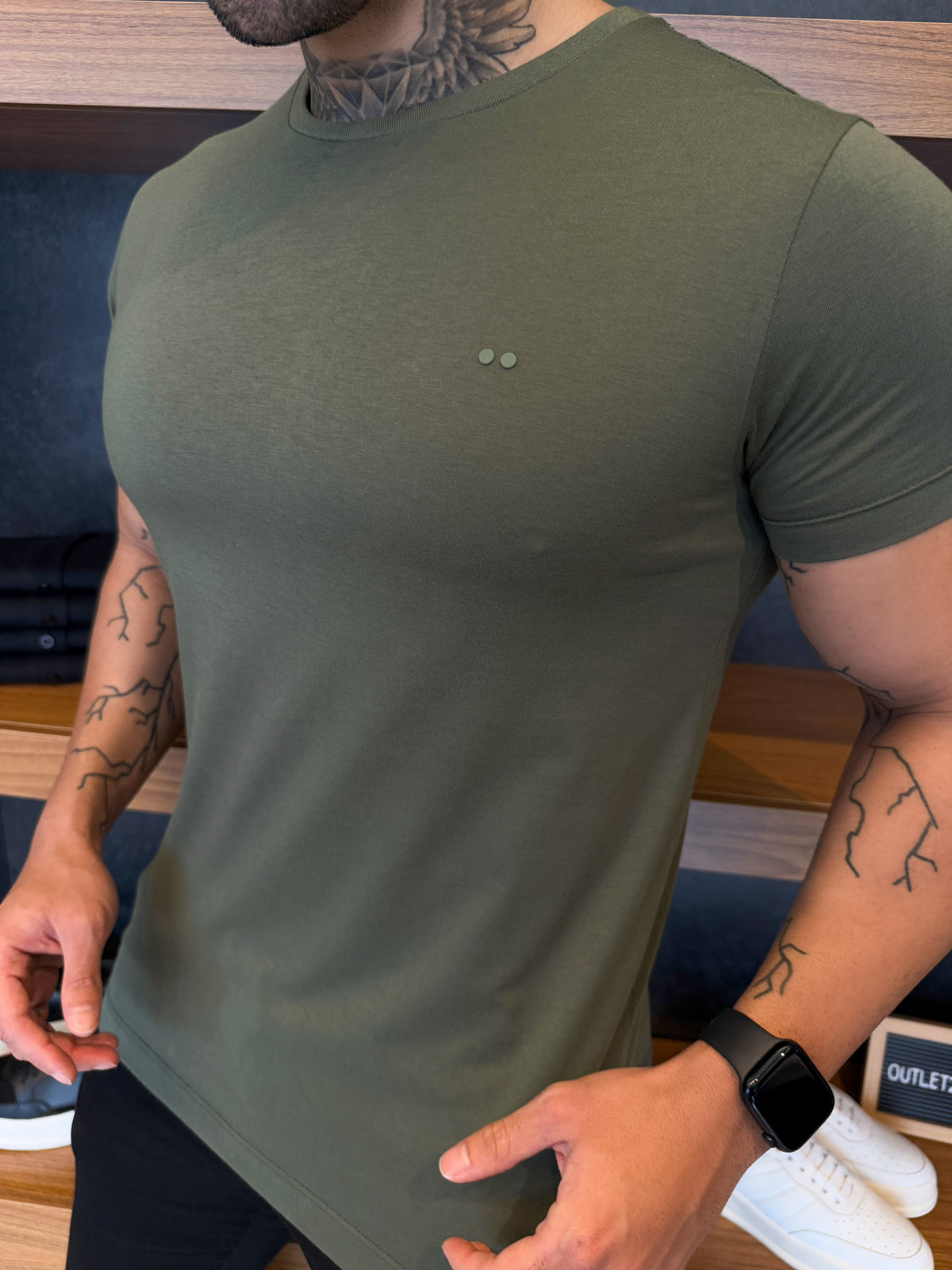 Camiseta Algodão Pima Logo Peito - Militar