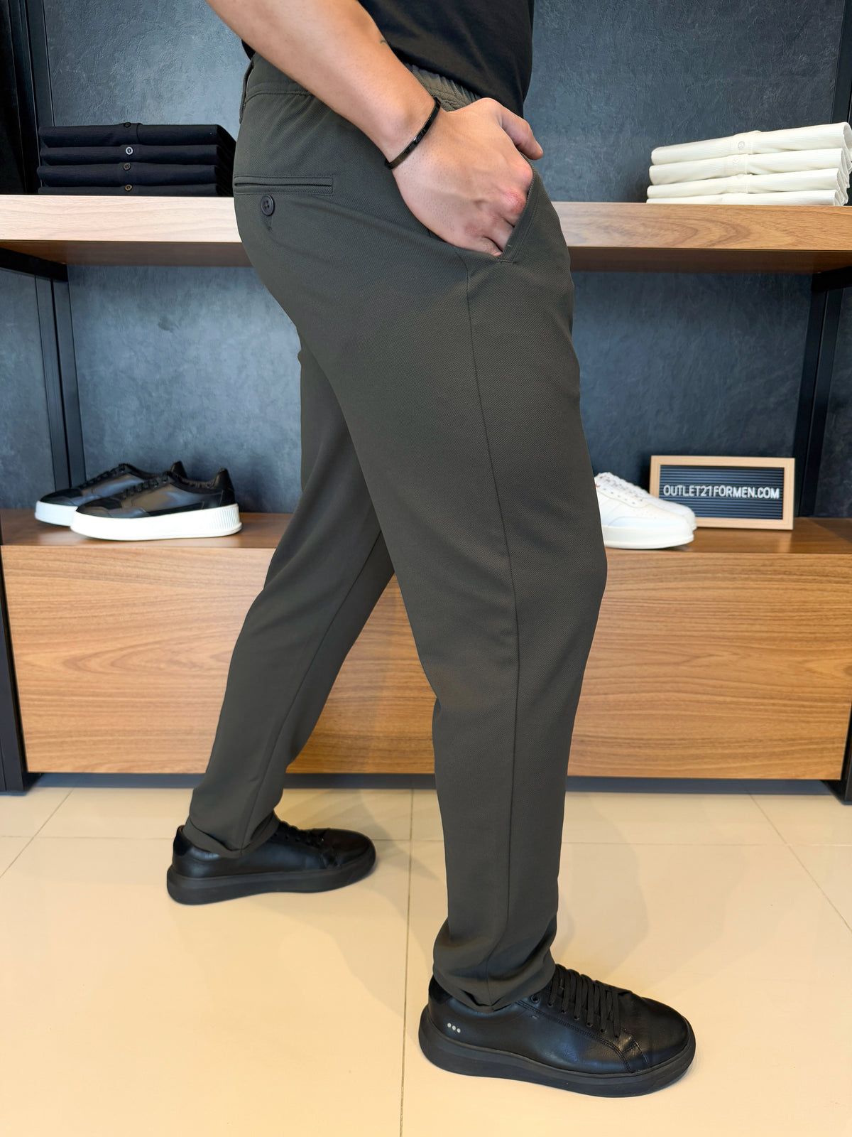 Calça Alfaiataria Mônaco Barra Italiana - Militar