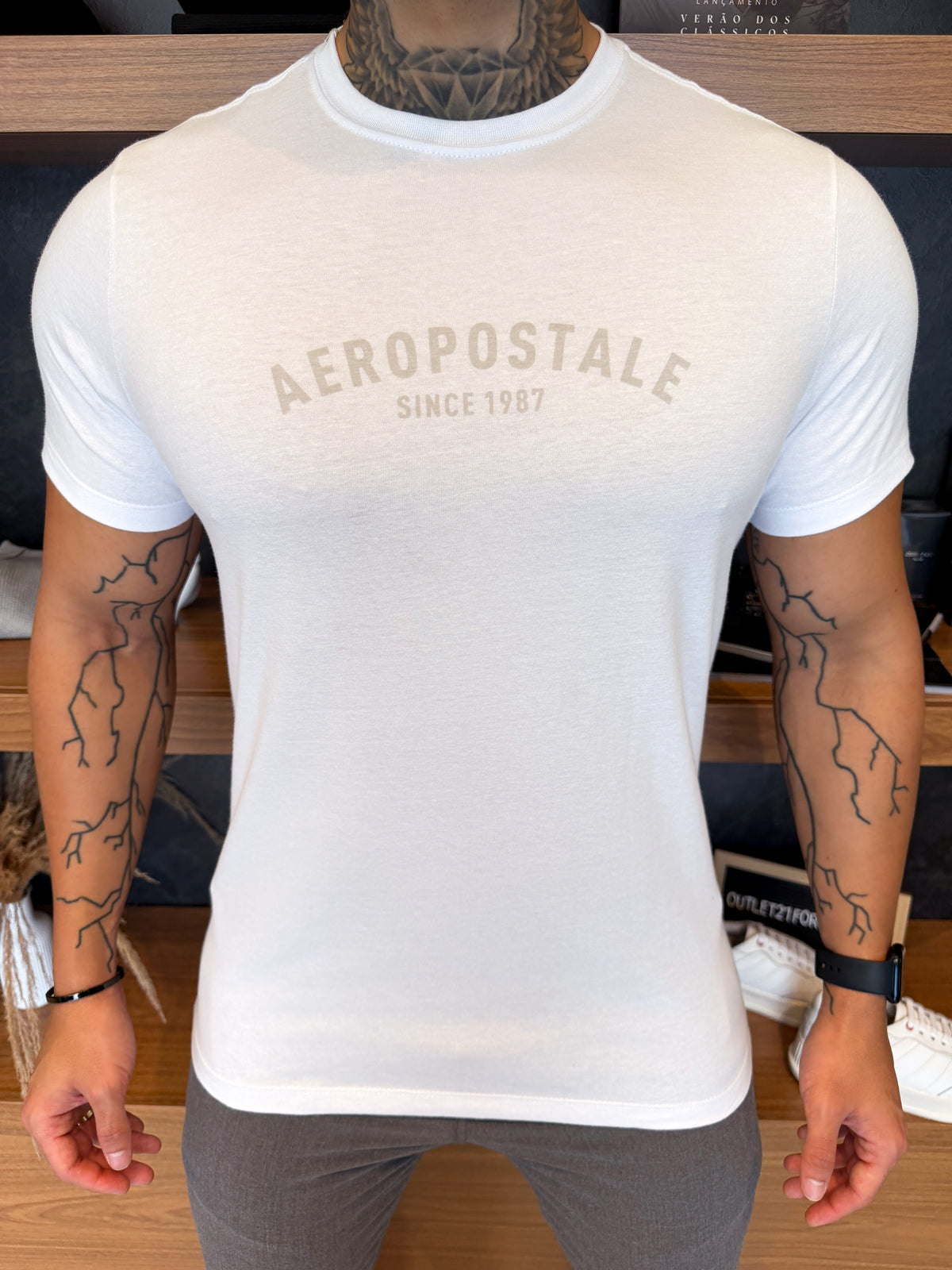 Camiseta Aeropostale Since 1987 Escrita Central - Branca