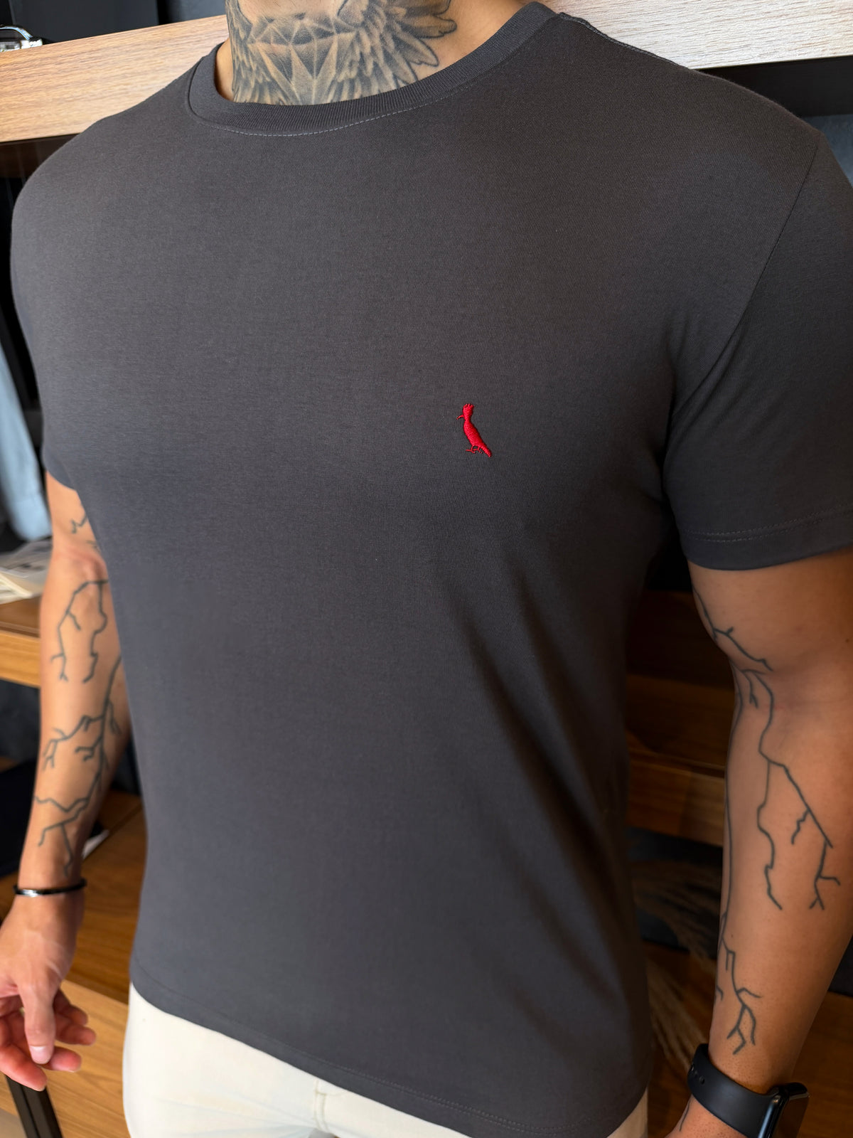 Camiseta Reserva Logo Peito Vermelho - Cinza