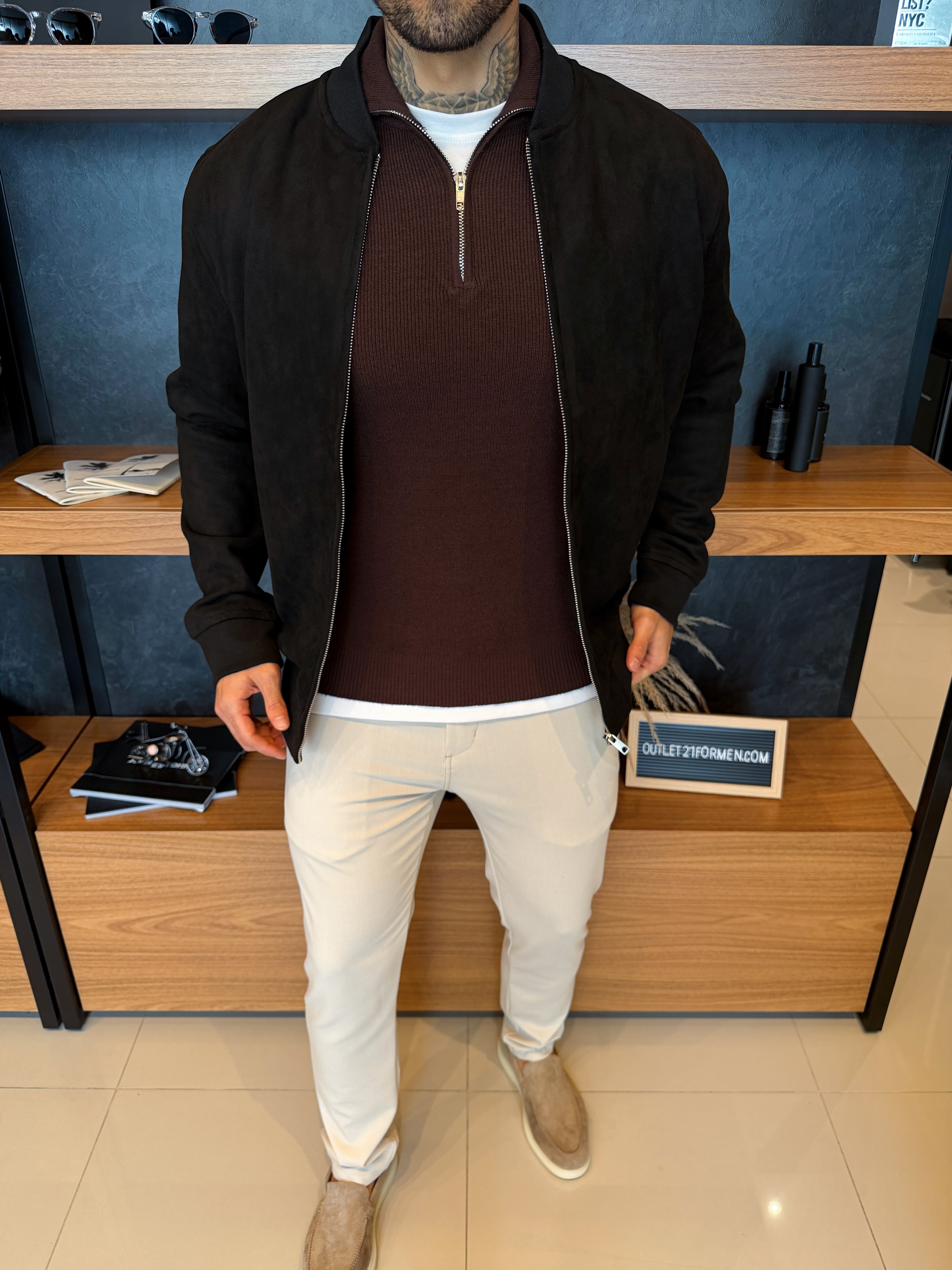 Jaqueta Taylor Bomber Suede - Preta