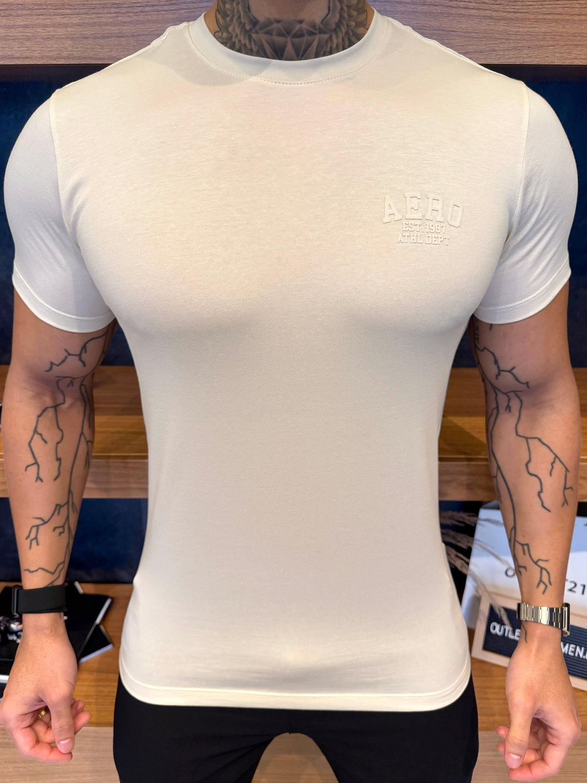 Camiseta Aeropostale Athl Dept - Creme