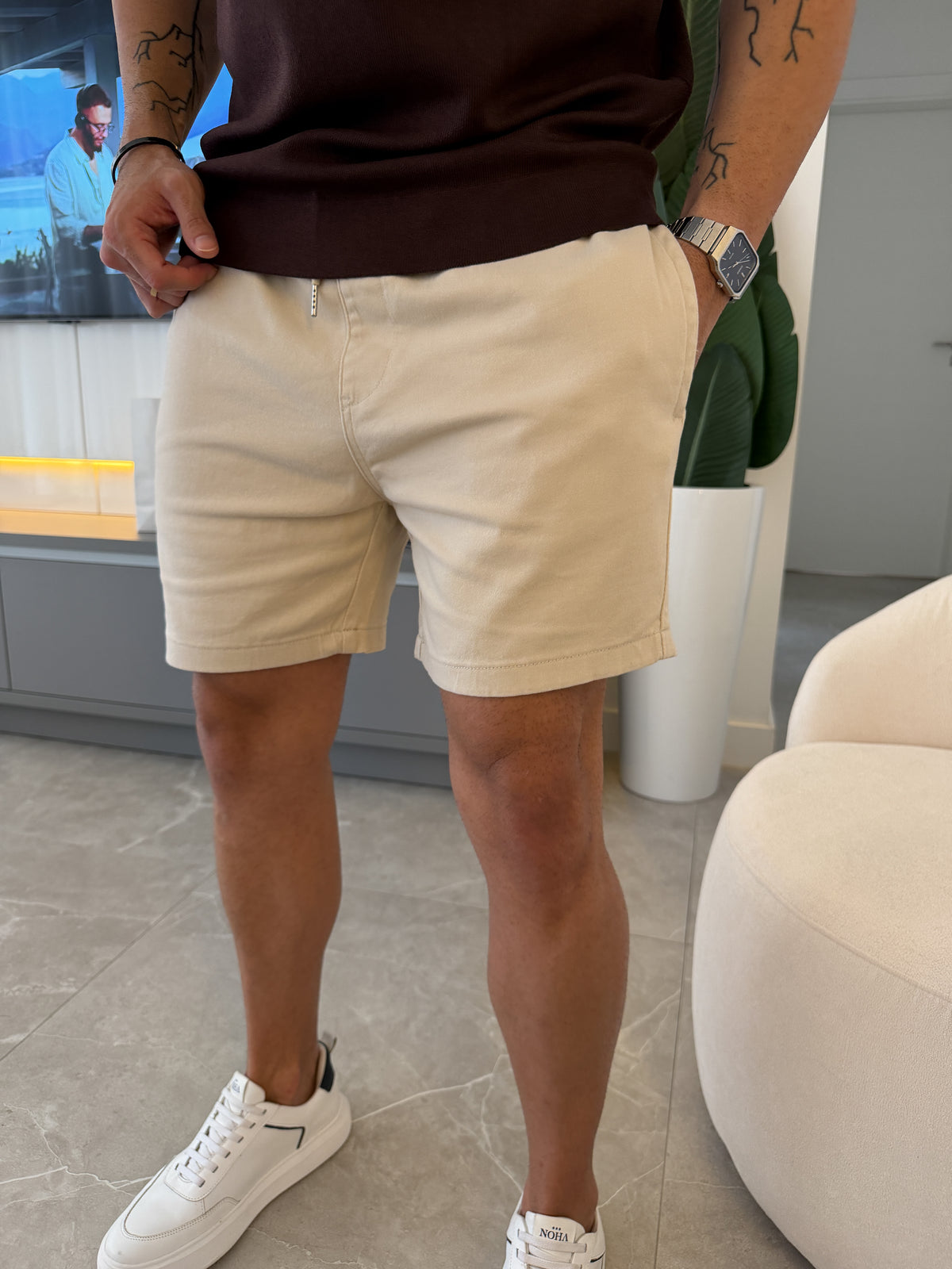 Short Verona Sarja Confort Soft - Bege