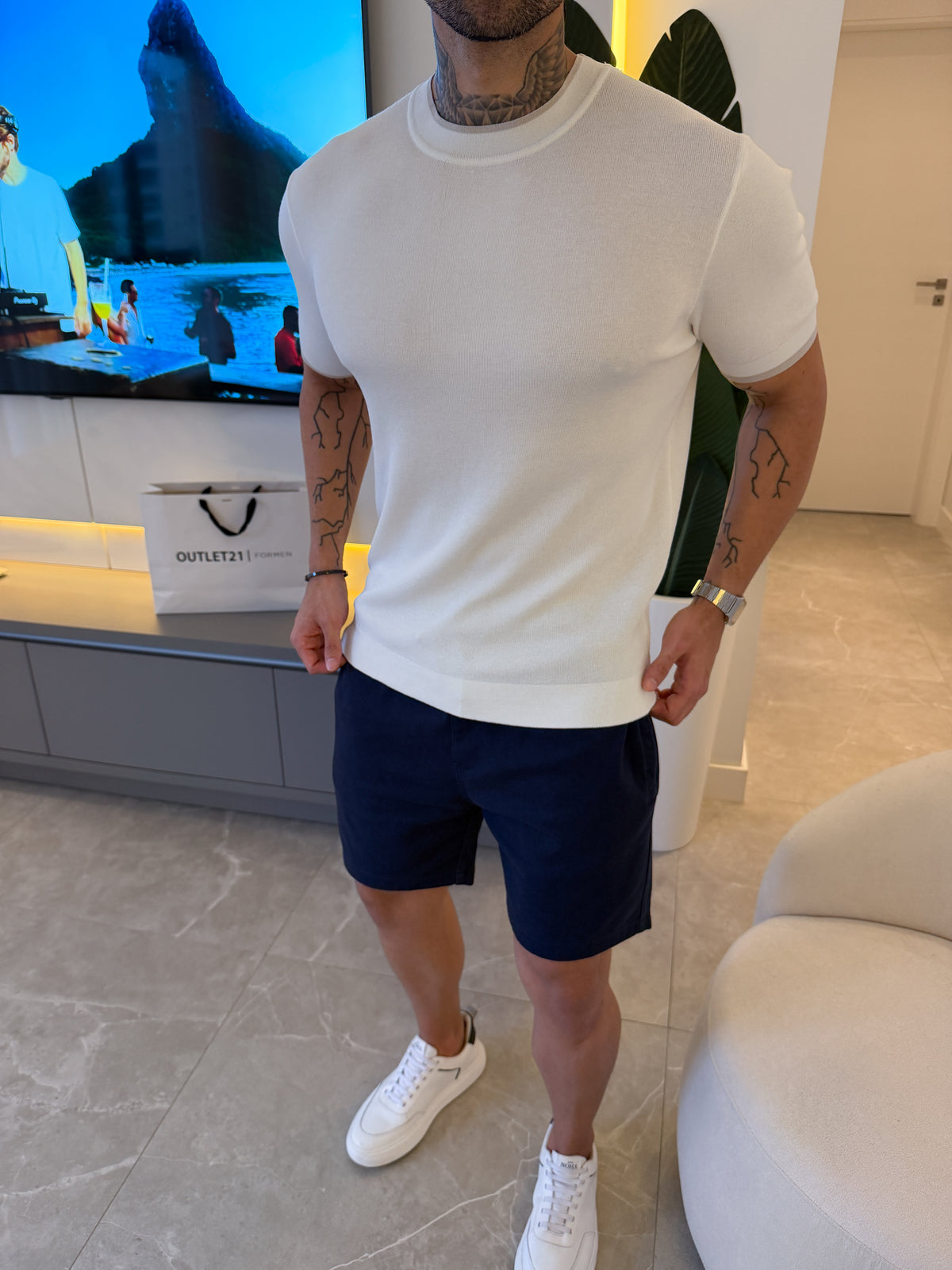 Camiseta Barcelona Tricot - Off White