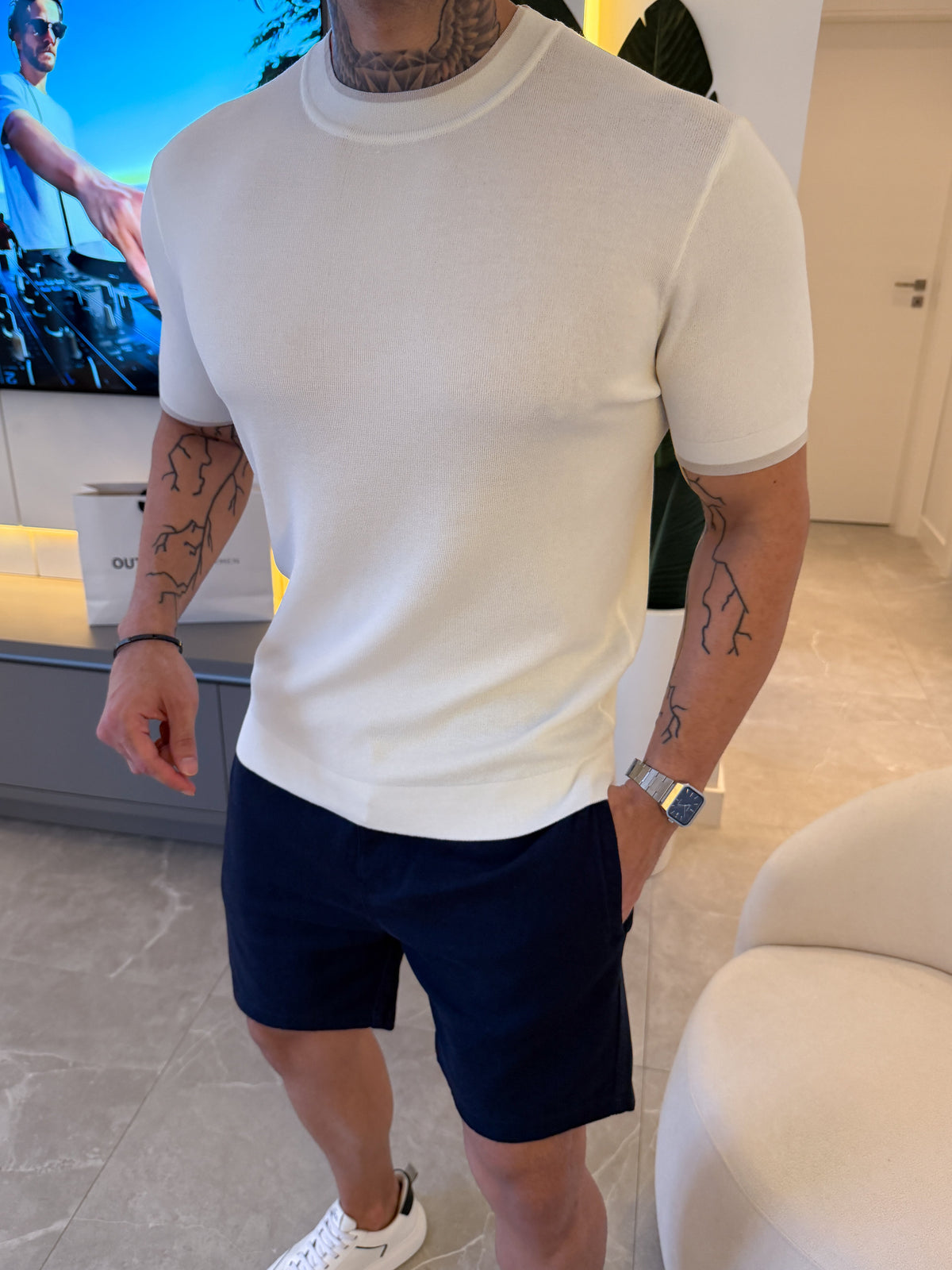 Camiseta Barcelona Tricot - Off White