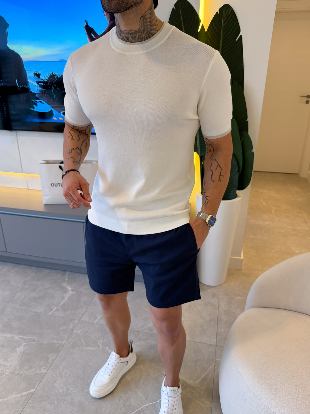 Camiseta Barcelona Tricot - Off White