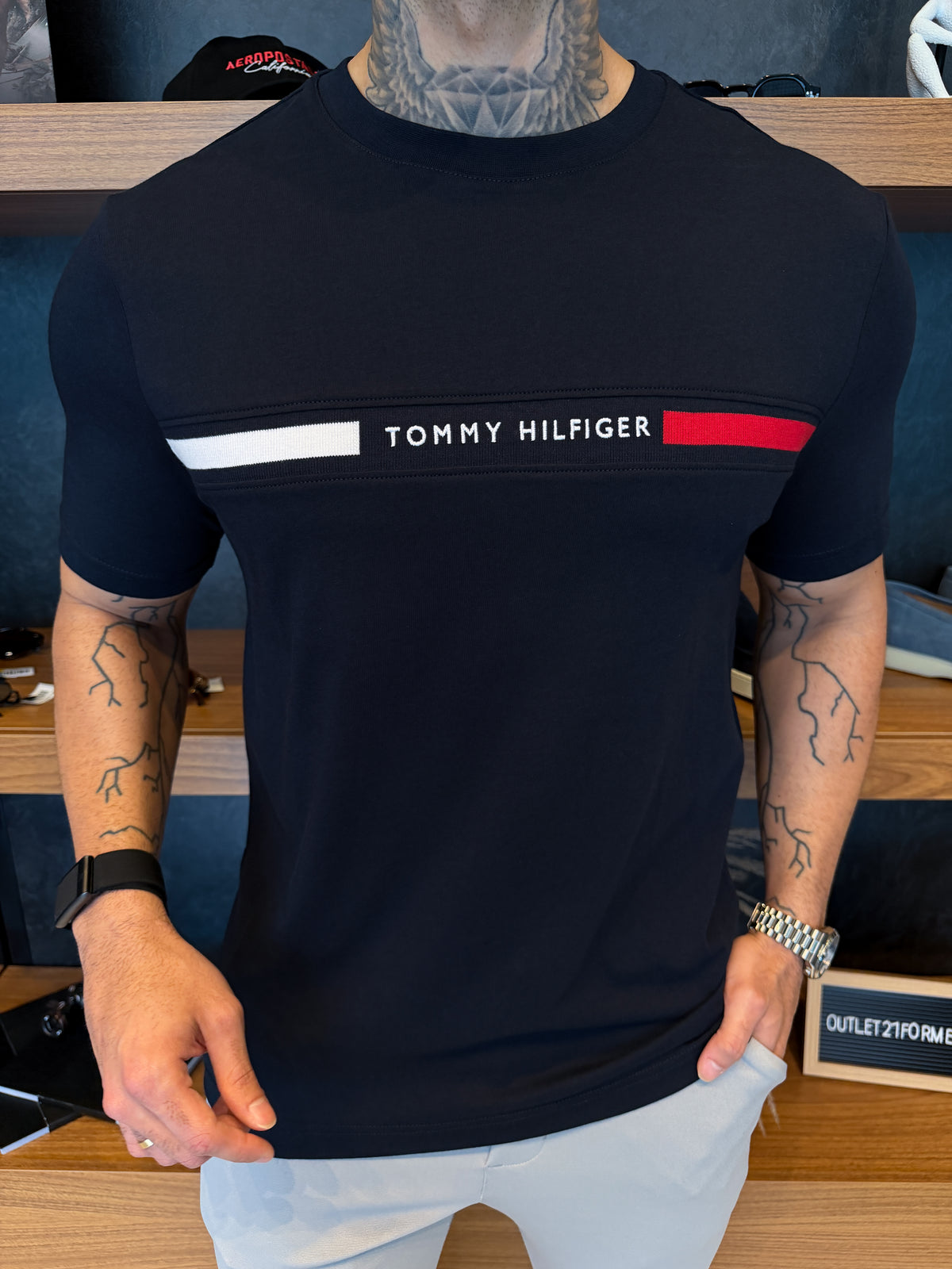 Camiseta Tommy Hilfiger Faixa Colors Regular Fit - Marinho