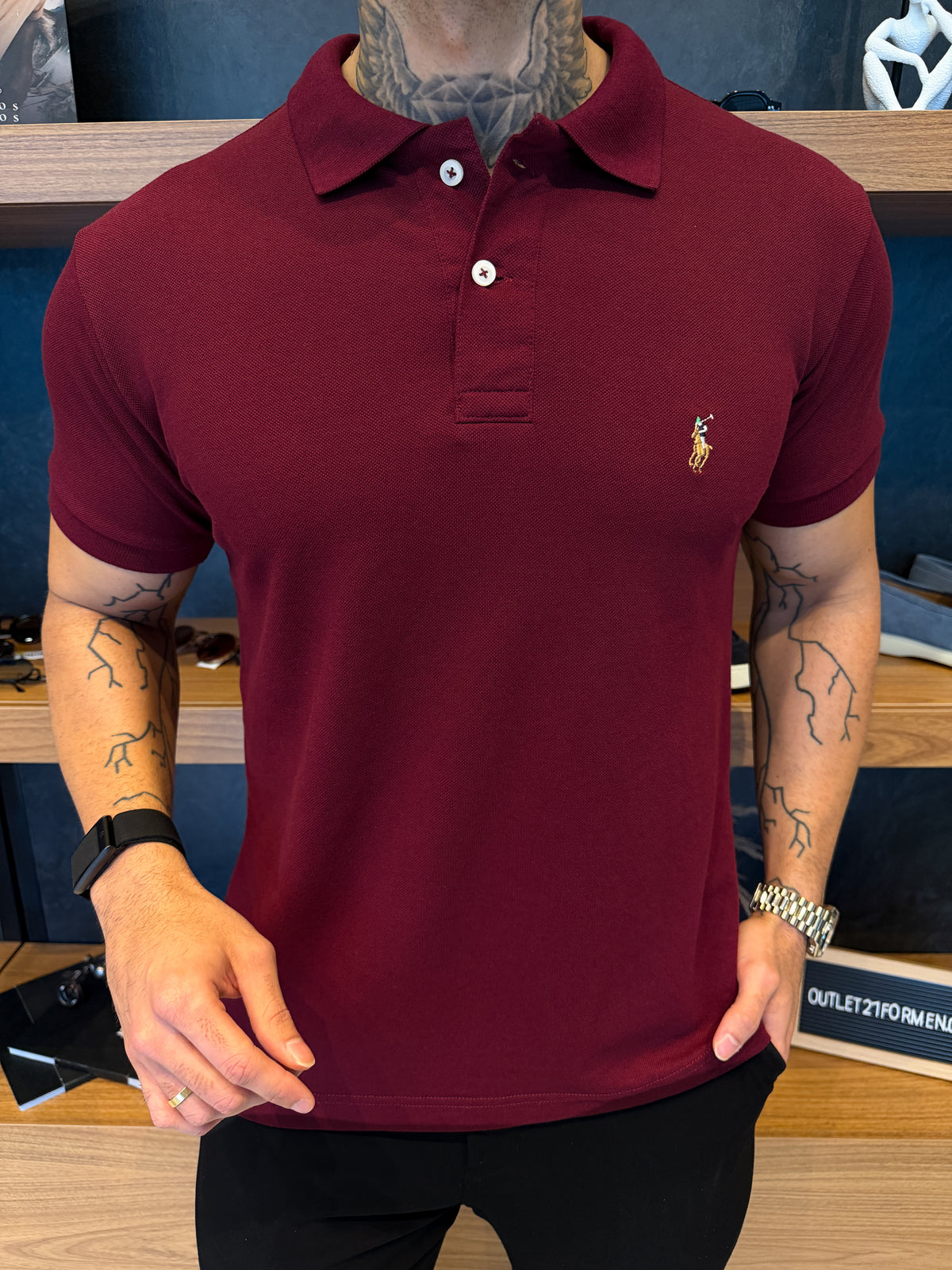 Camisa Polo RL Logo Peito Bordado Custom Fit