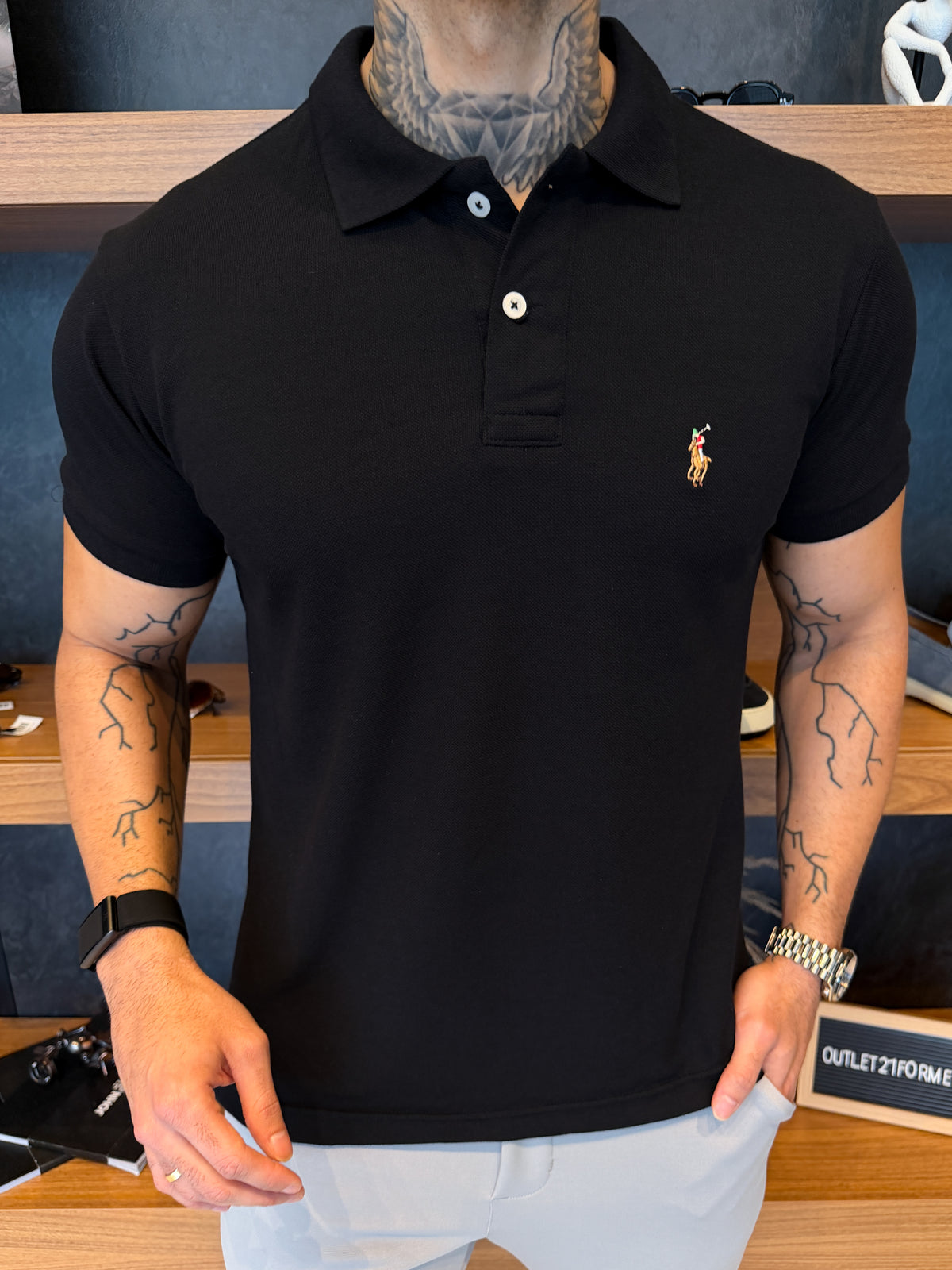 Camisa Polo RL Logo Peito Bordado Custom Fit